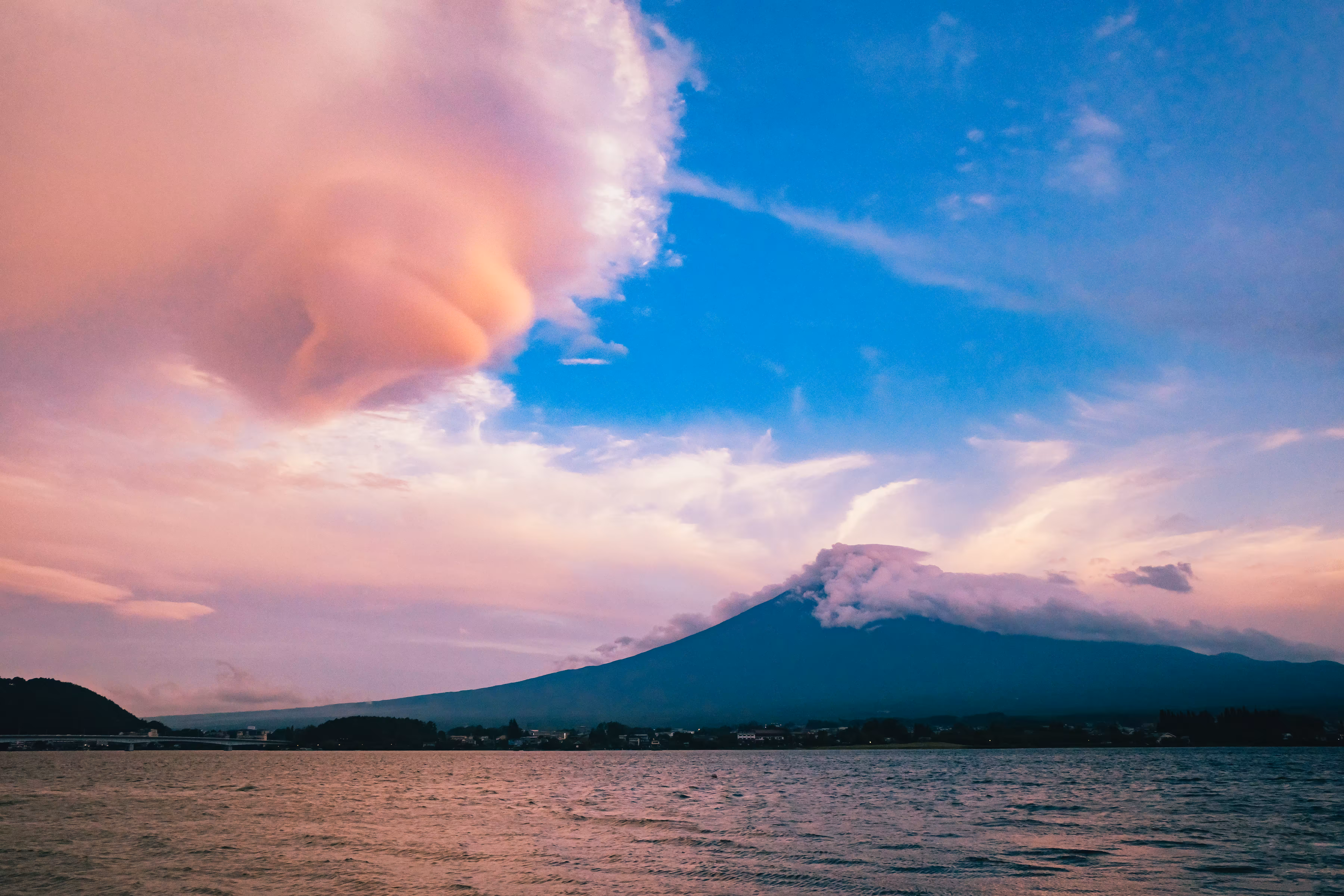 Mt. Fuji and Heart Sunset Clouds