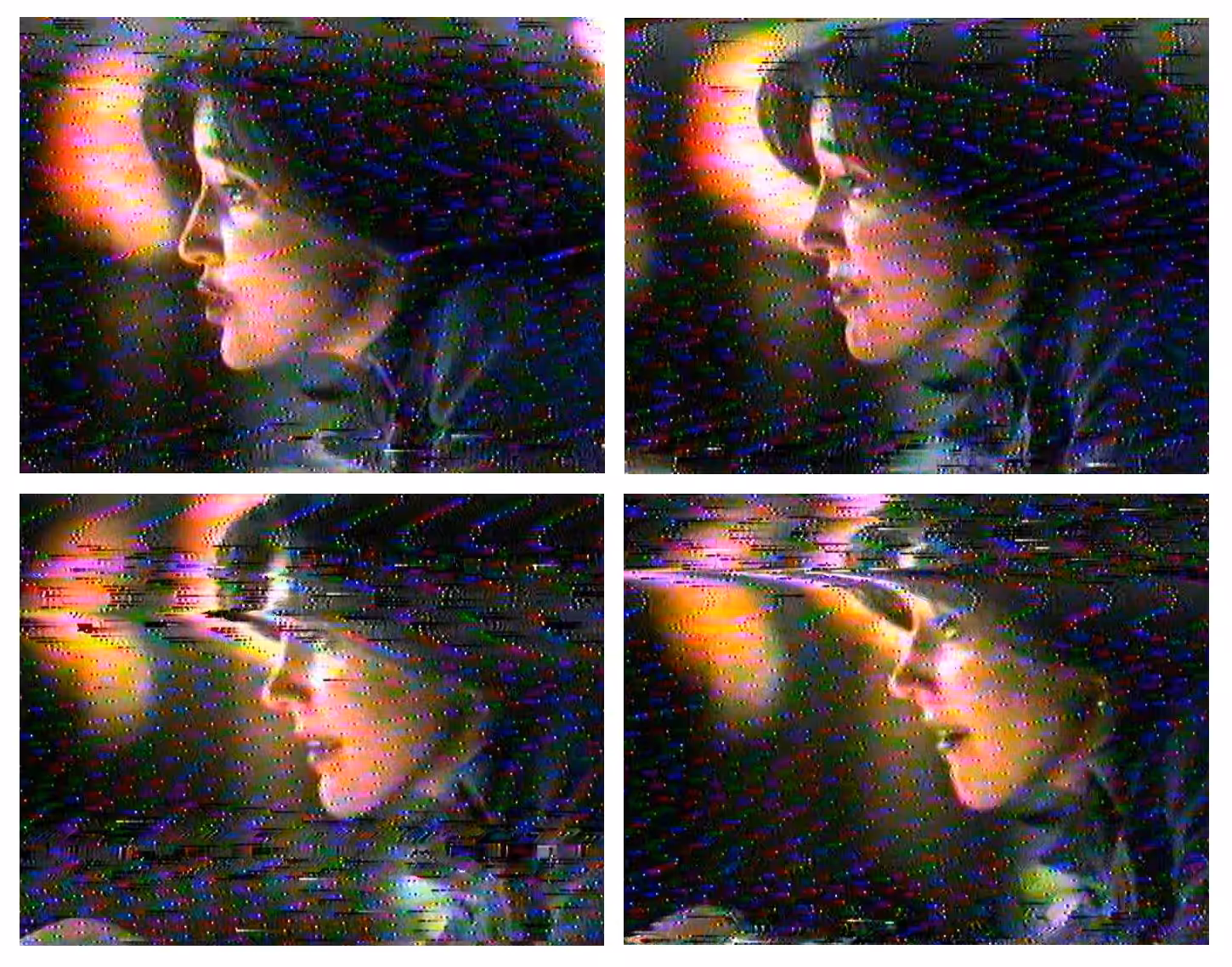 A Selection of Four VHS Still Frames Illustrating Videotape Deterioration/Degradation