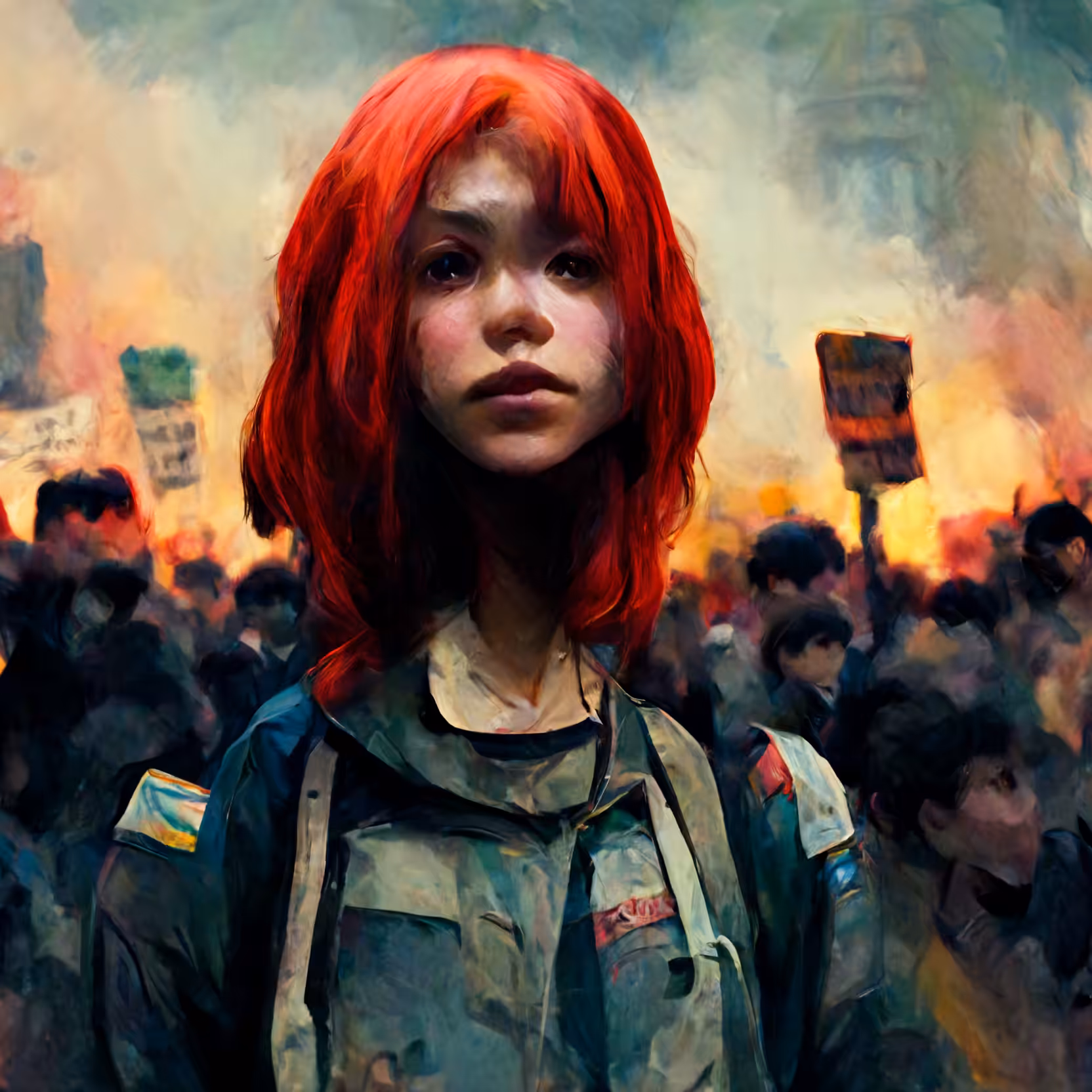 Girl standing against oppression