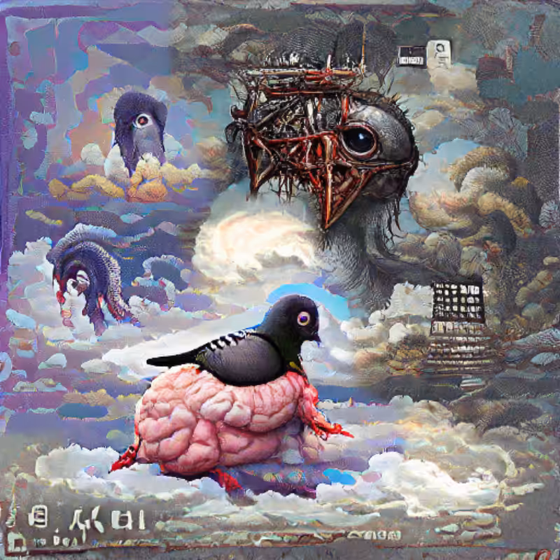 Pigeon Sat on a Brain Reflecting Existence #44