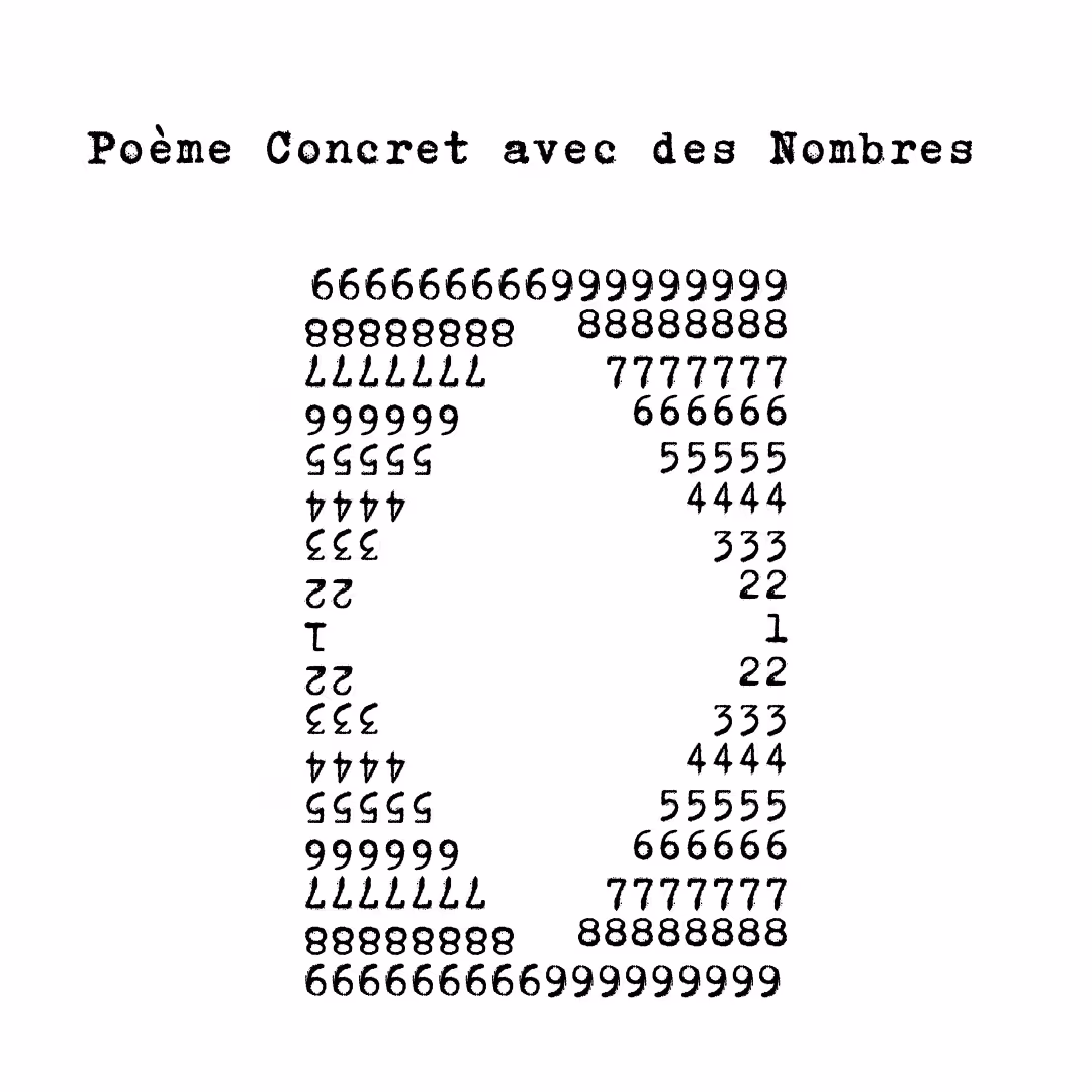 Poème Concret avec des Nombres