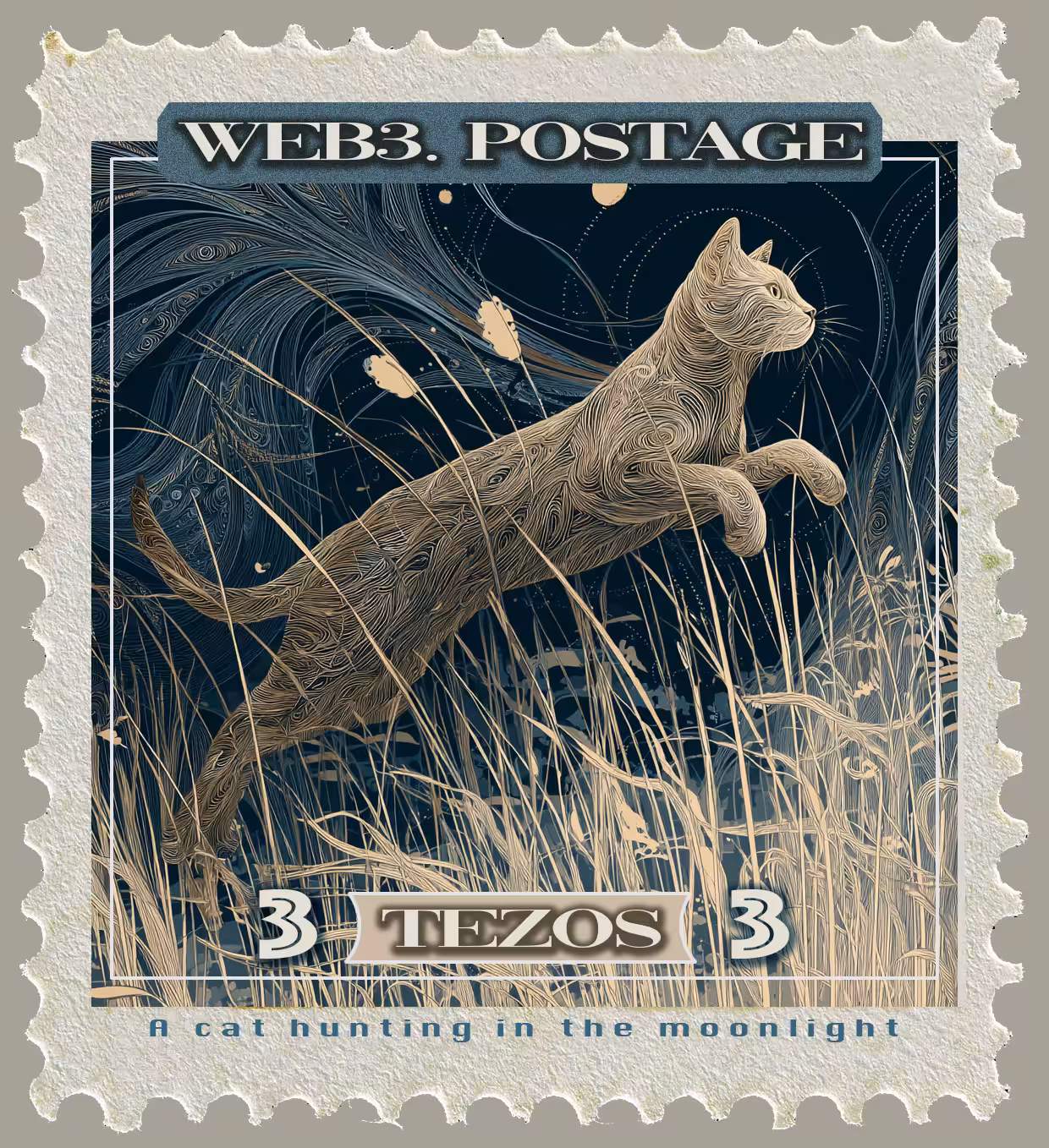 A Cat hunting in the Moonlight
