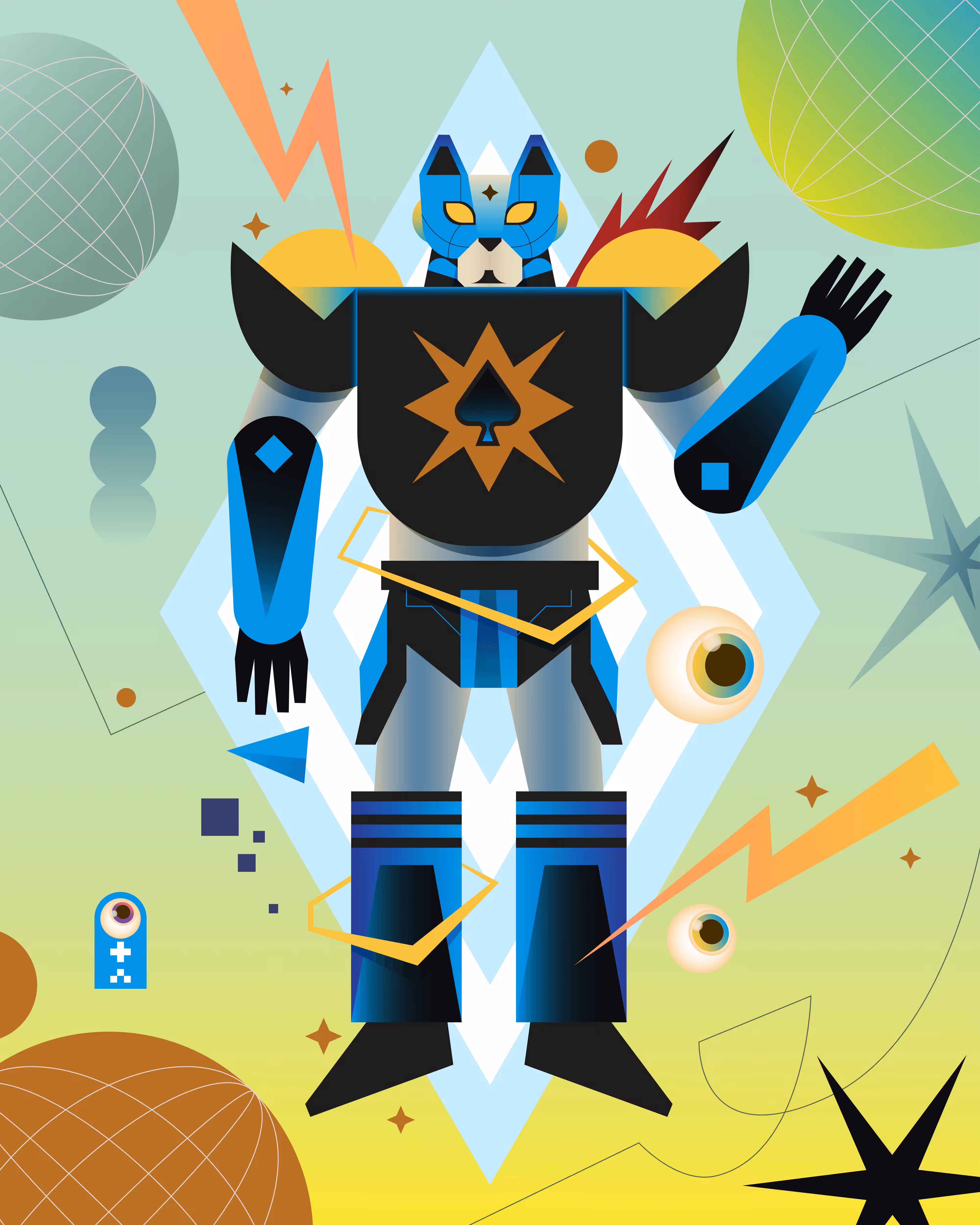 Cyan Combat Cat
