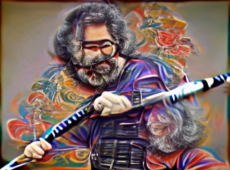 Abraham's First Works: Jerry Garcia with a samurai sword