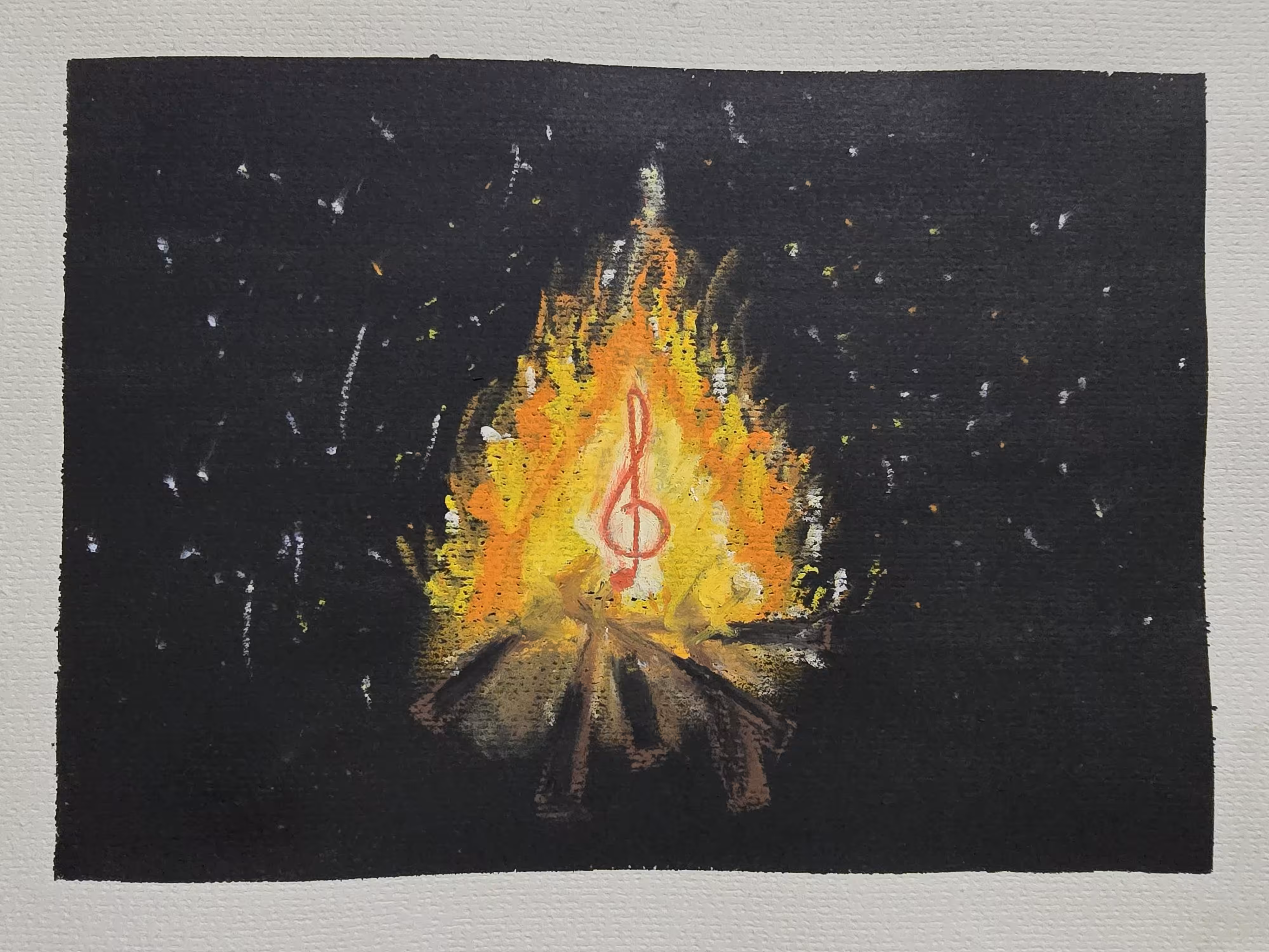 Treble clef in fire