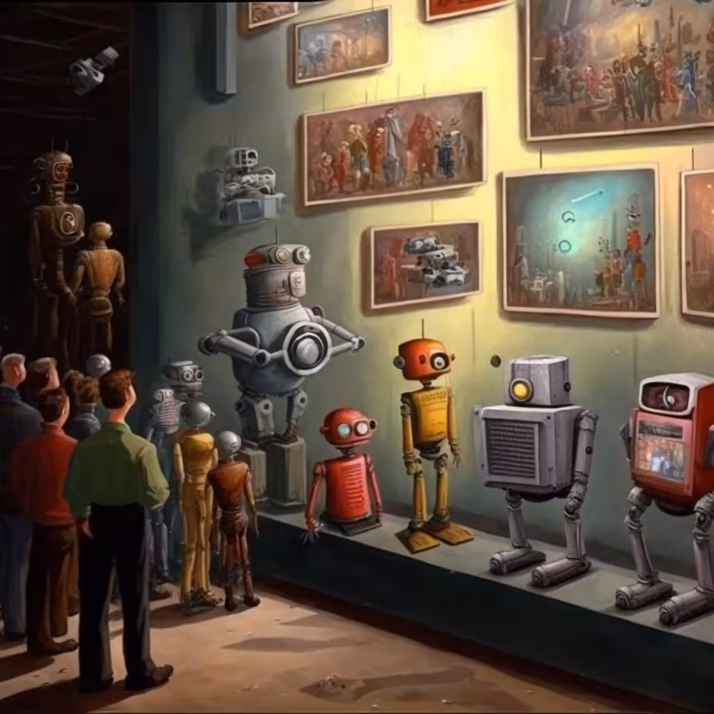 Humans and androids admiring their shared past at the 1893 World's Fair.