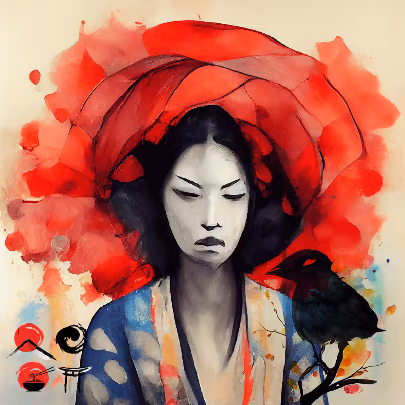 Geisha And Bird #15