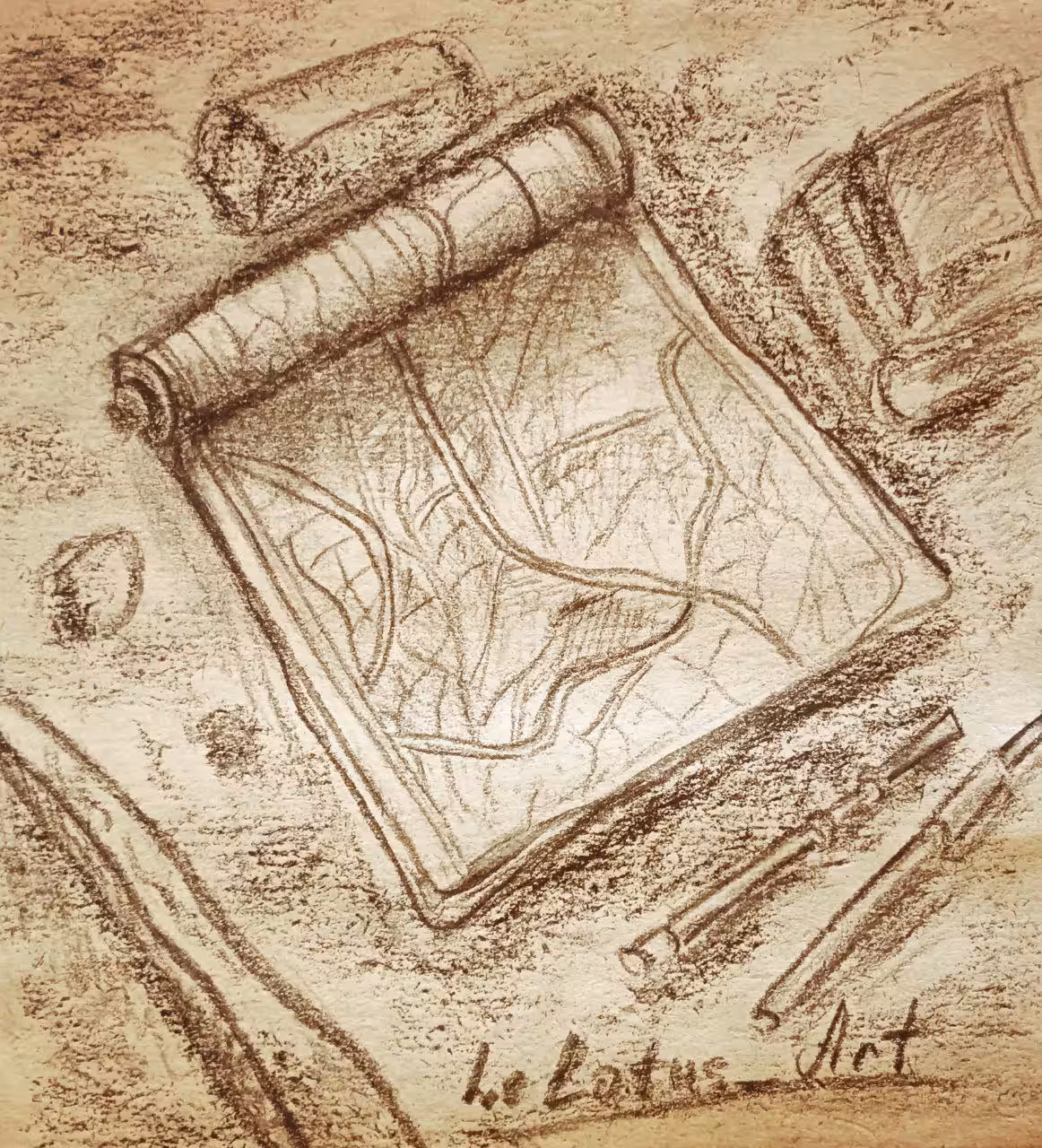 Charcoal Inktober 2024: Day 15 "Guidebook" Путеводитель