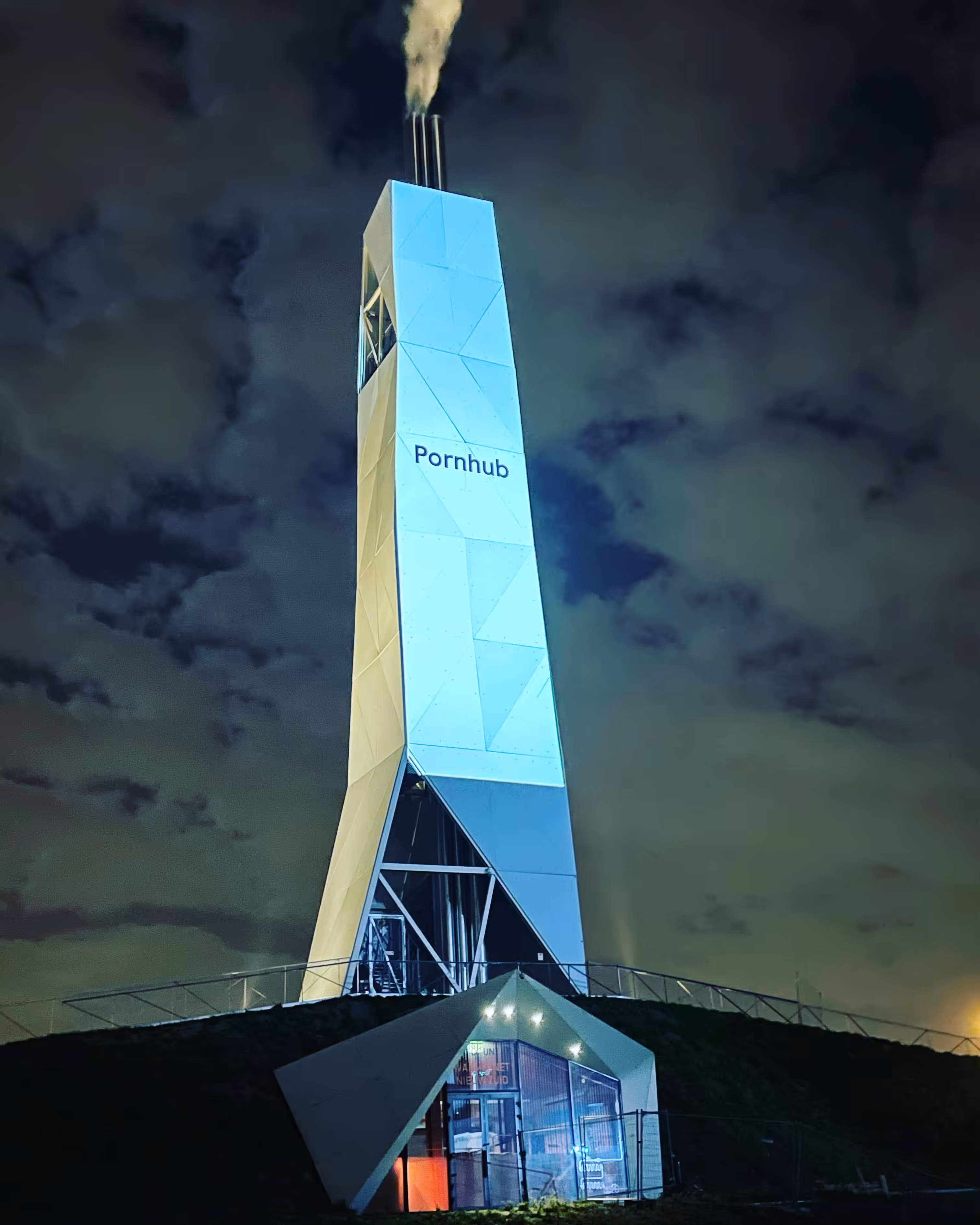 Pornhub projection on smoking chimney 