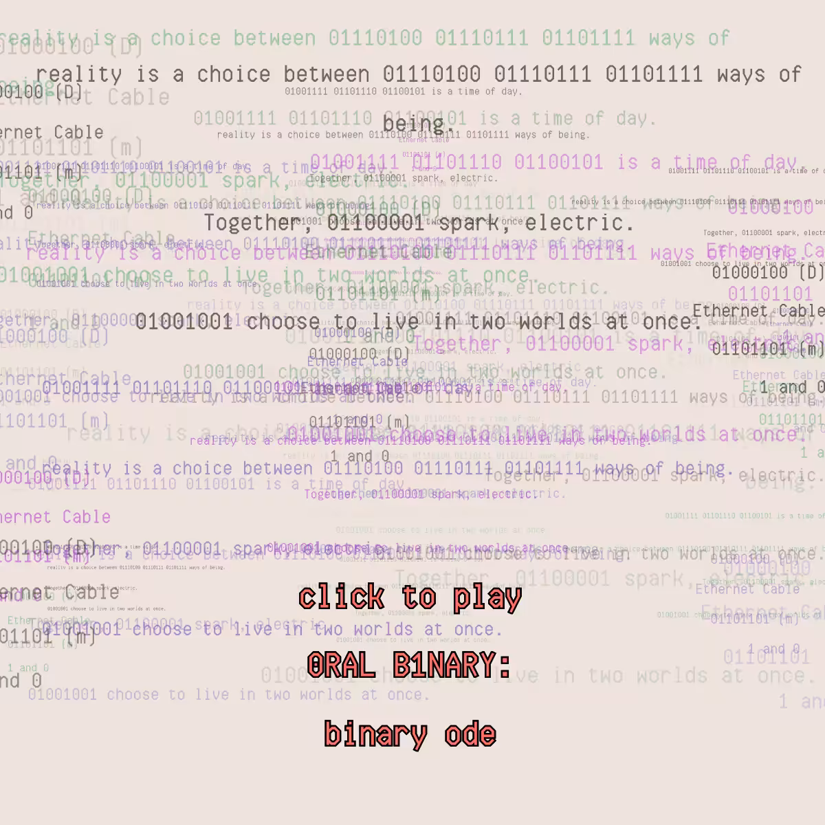 0RAL B1NARY: “BINARY ODE” #167