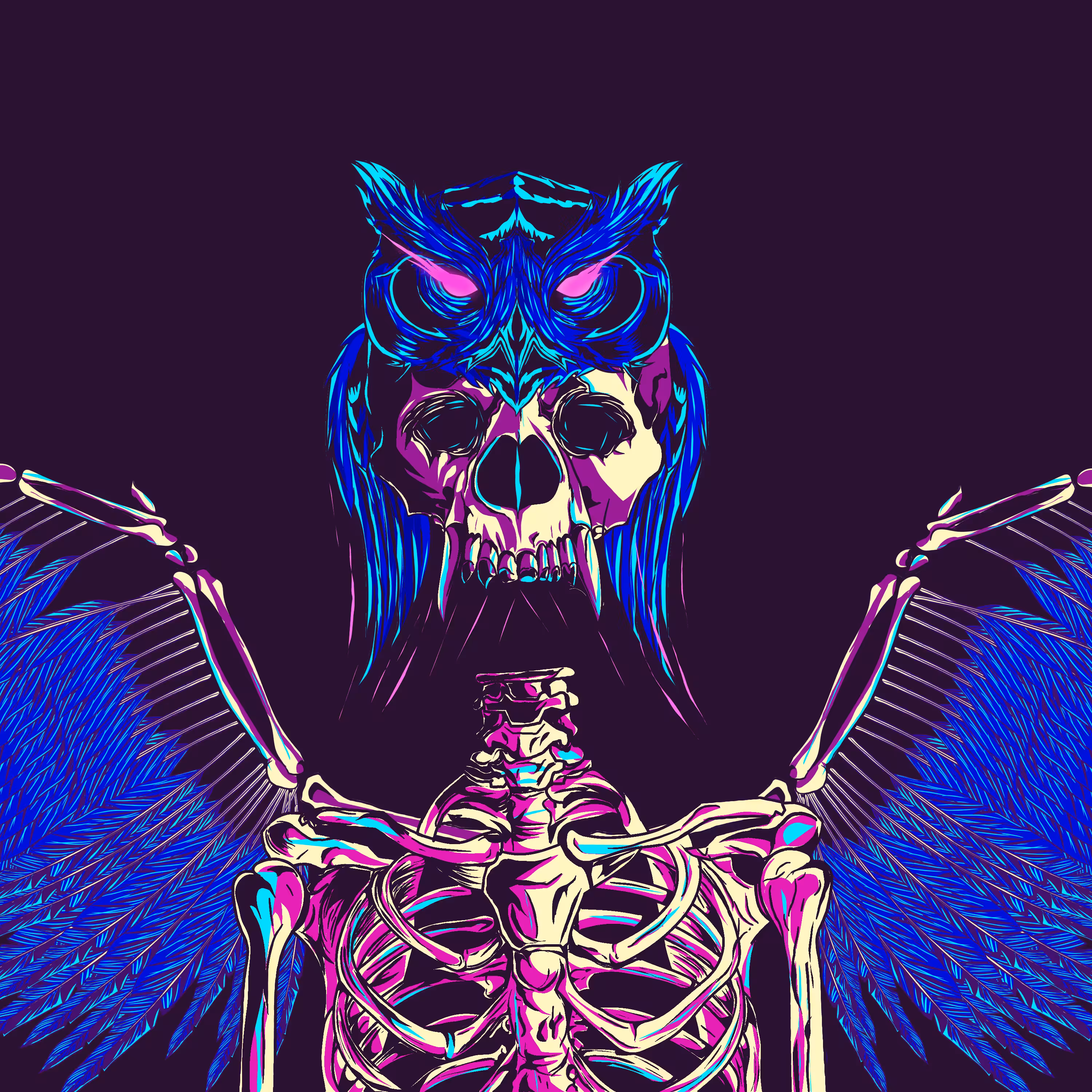Intergalactic Skeles #37 - Owl Lifting a Skull
