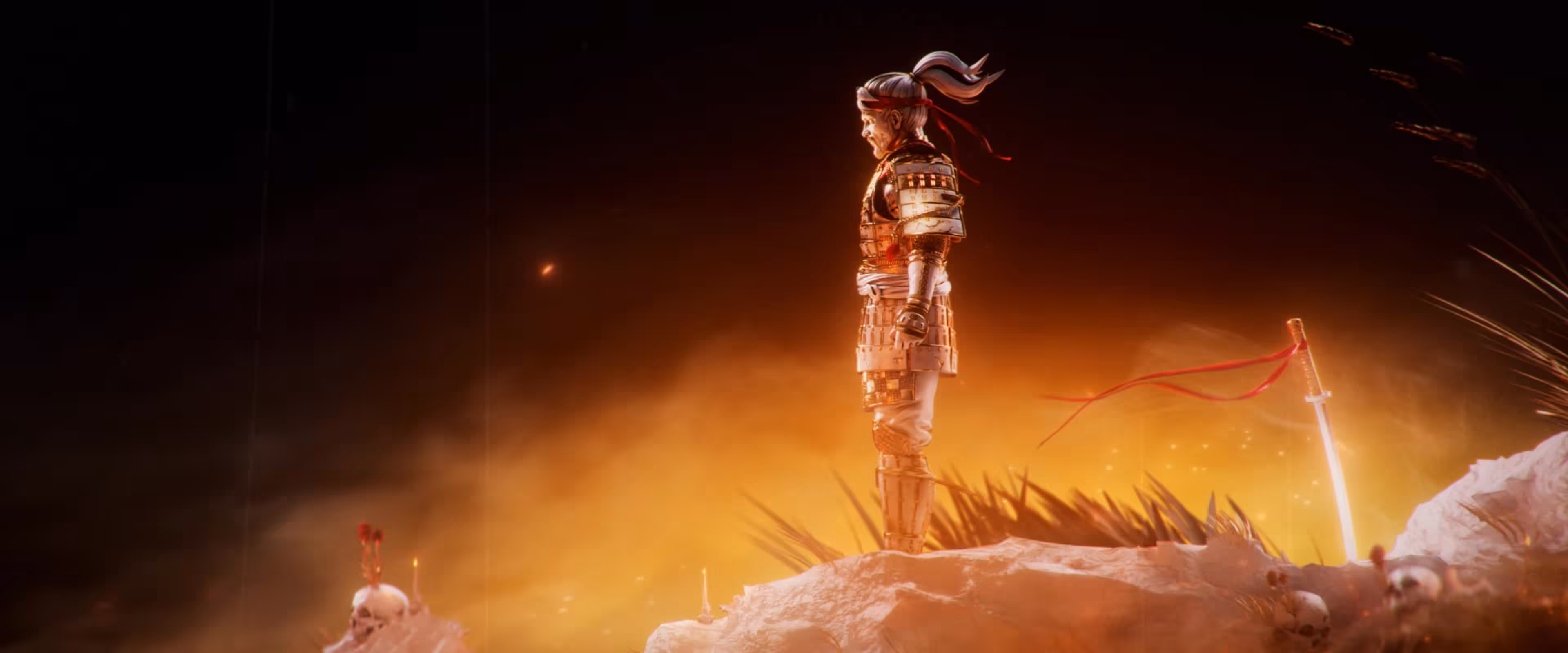 Embers die, remnants. Love severed, drifting oak raft. Crimson sword, ashes