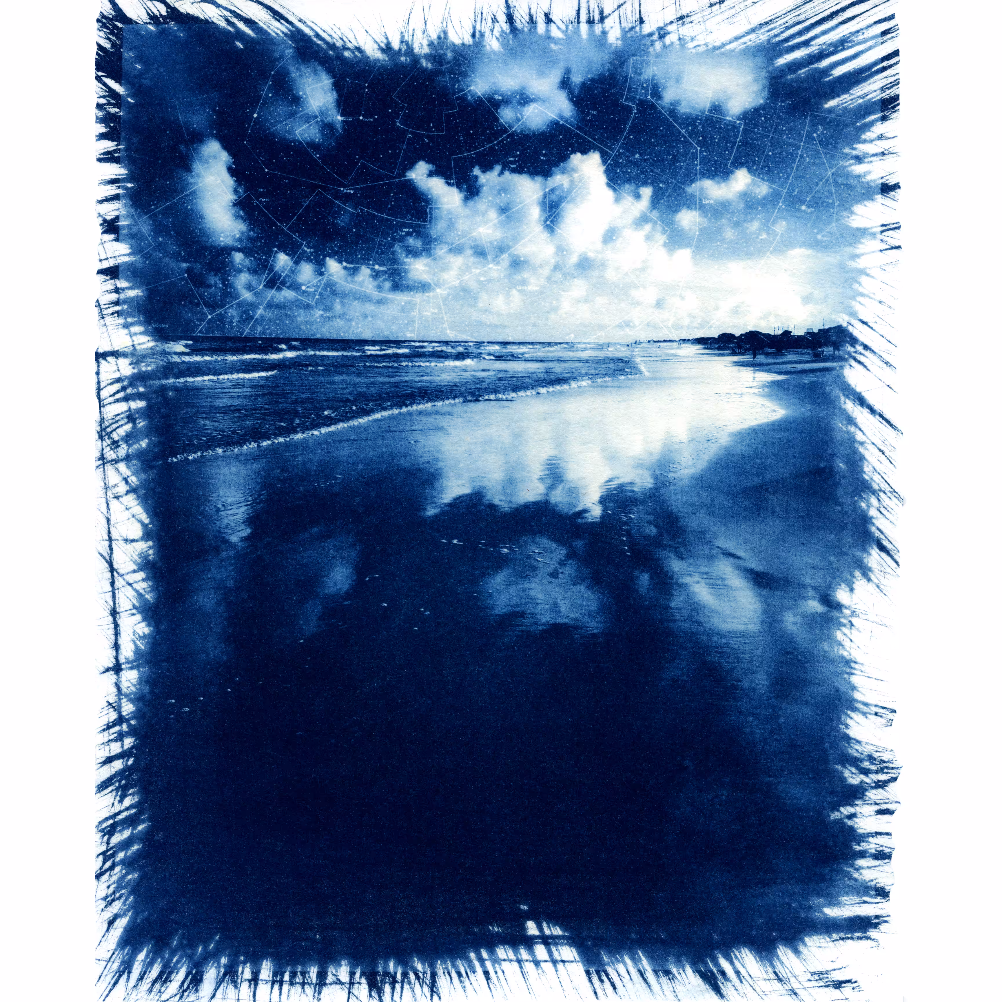 Starry Beach Cyanotype