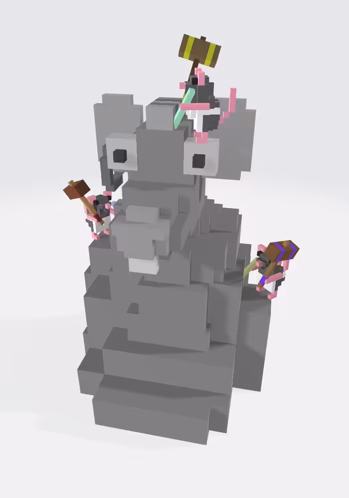 Working hard on the stone