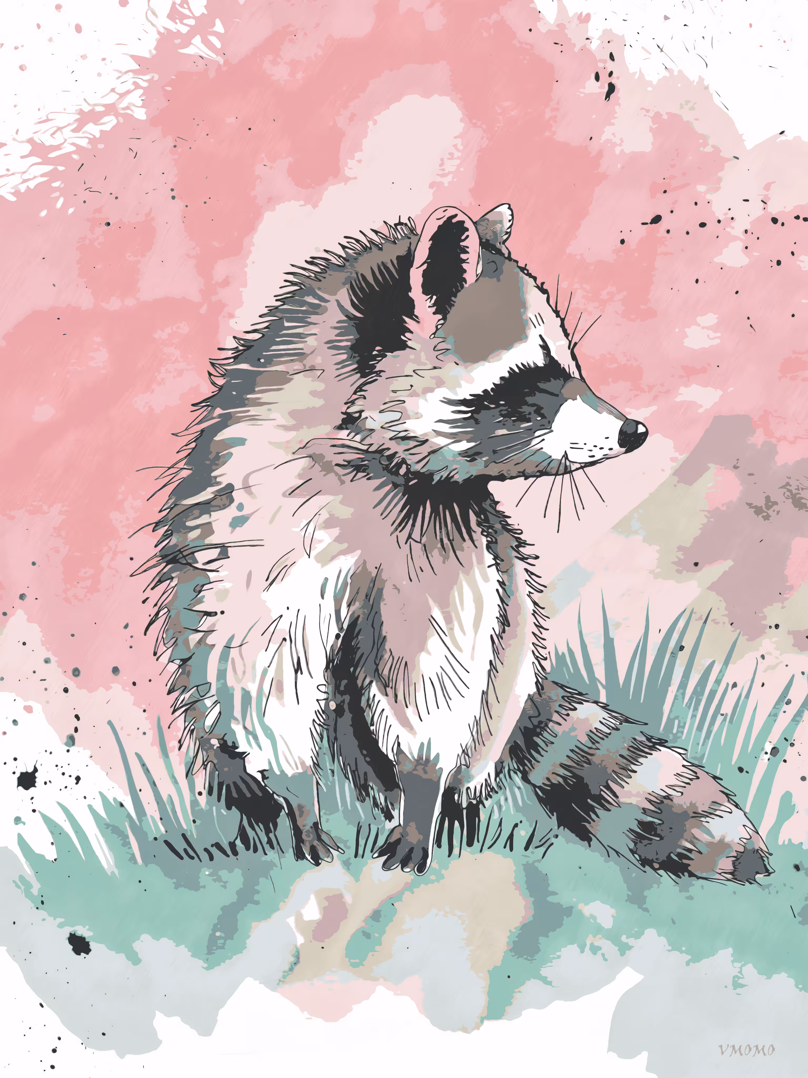 Nature’s Friends: Pastel Raccoon