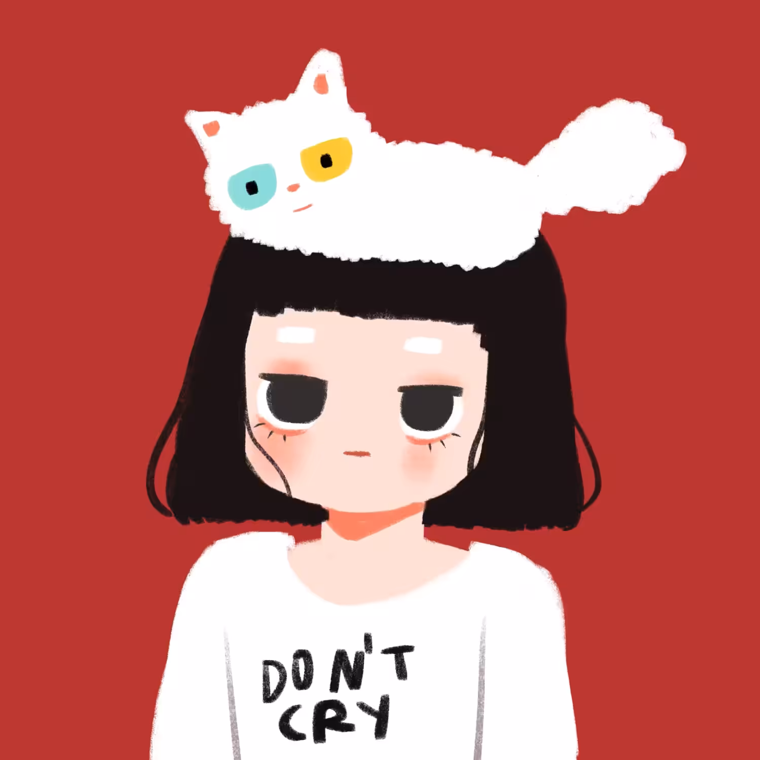 Ruru and her white cat