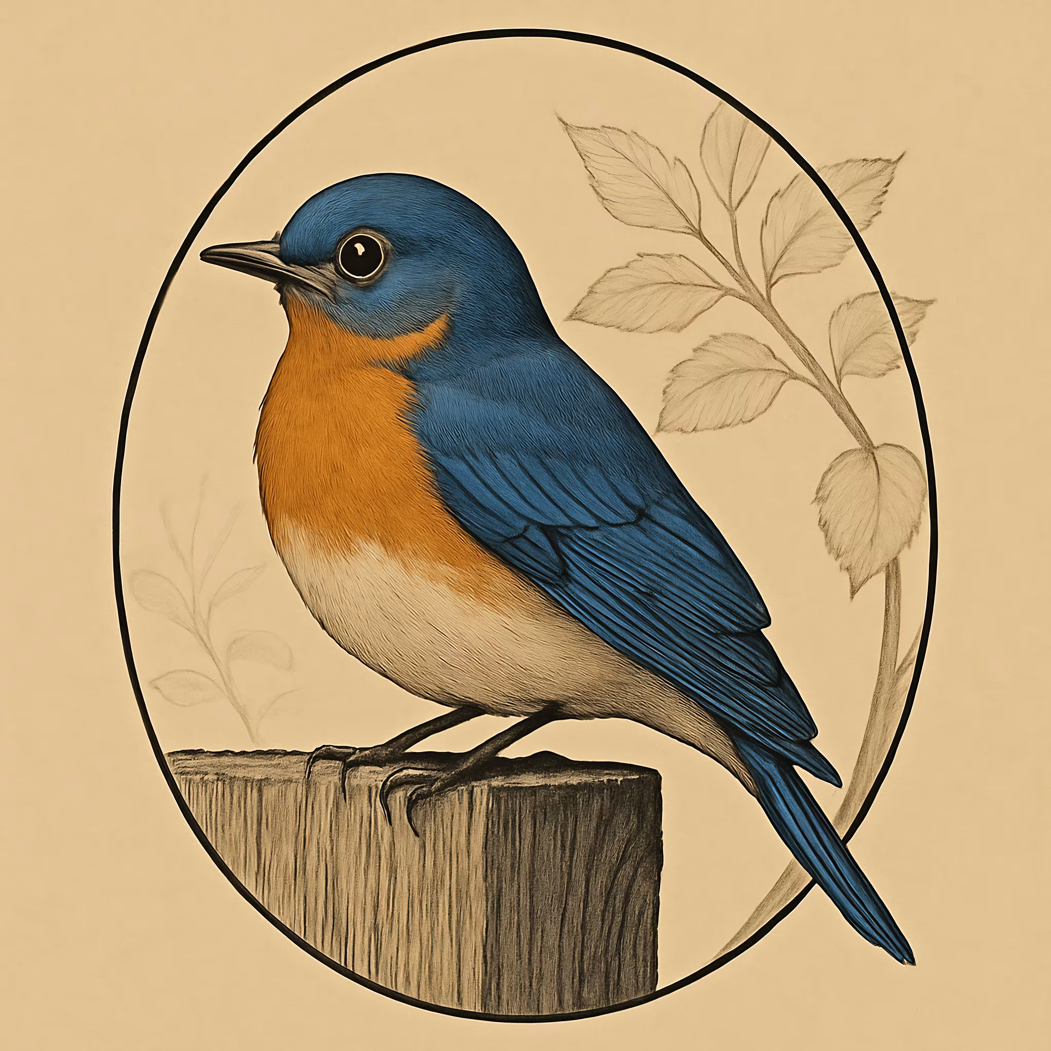Ledger Litho #1 ~ Eastern Bluebird