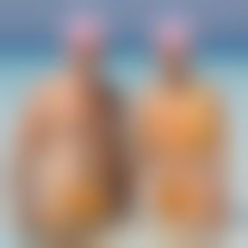 Stéphane et Albertine en maillot de bain