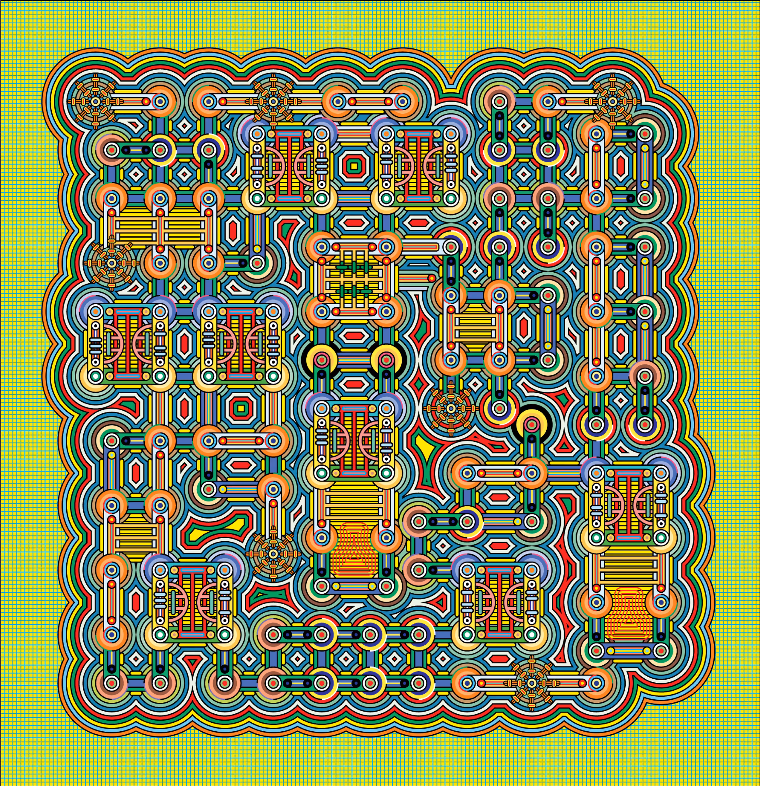Dot Segment Line Gear Graph-Grid