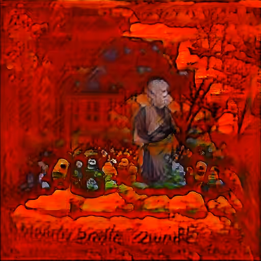 Peaceful and serene budhist monk in face of an angry zombie horde