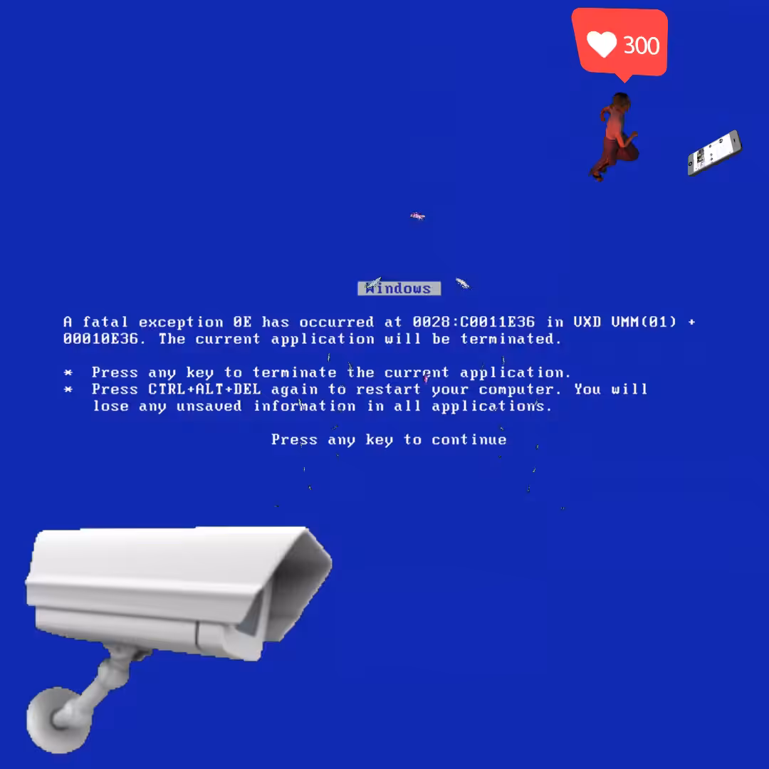 Canvas #174: blue screen. — watching. — lungs. — walking for clout. — dreamscape