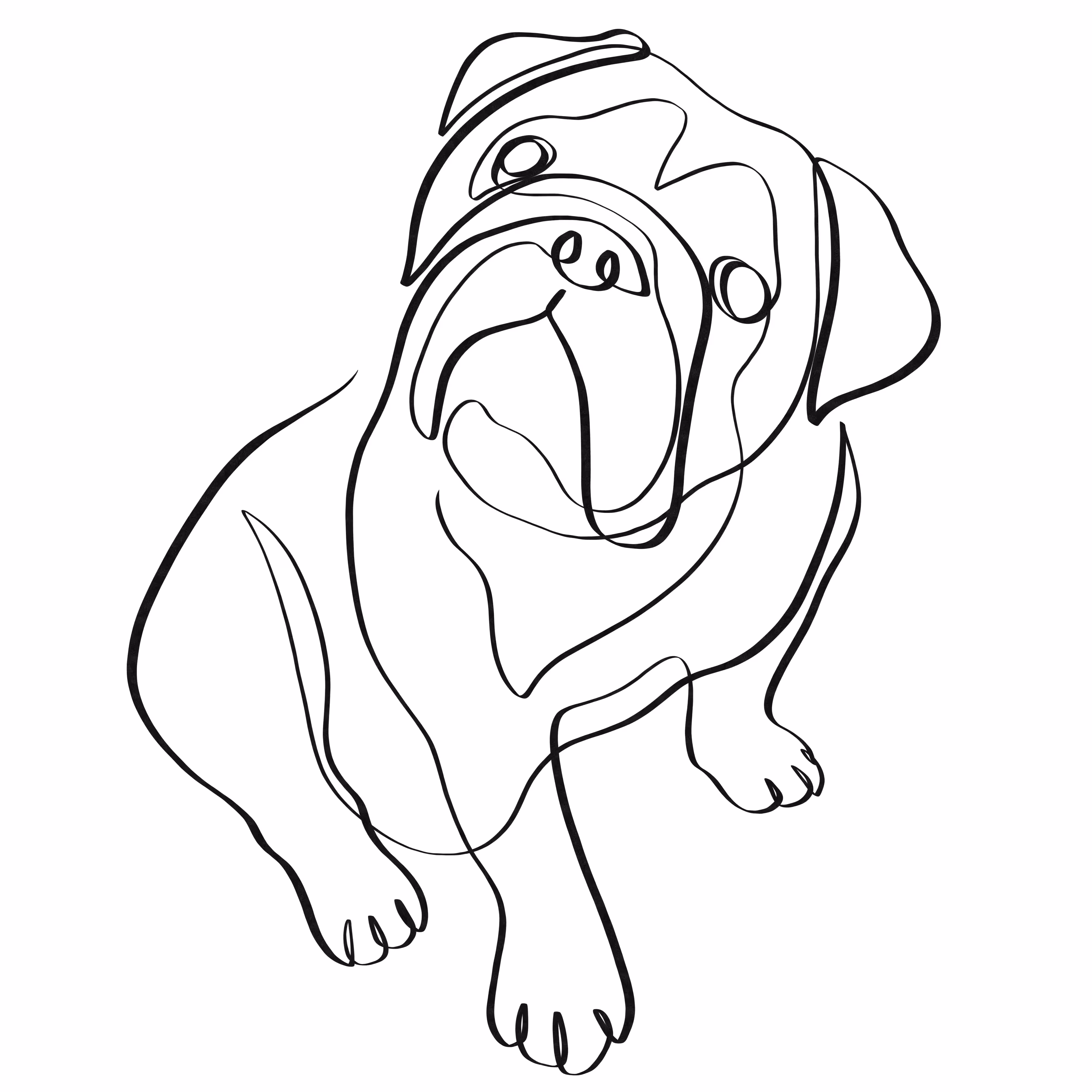 English bulldog puppy one line art #4