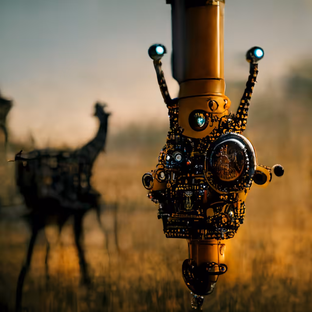 Steampunk Robot Wildlife Photography: Giraffe 1