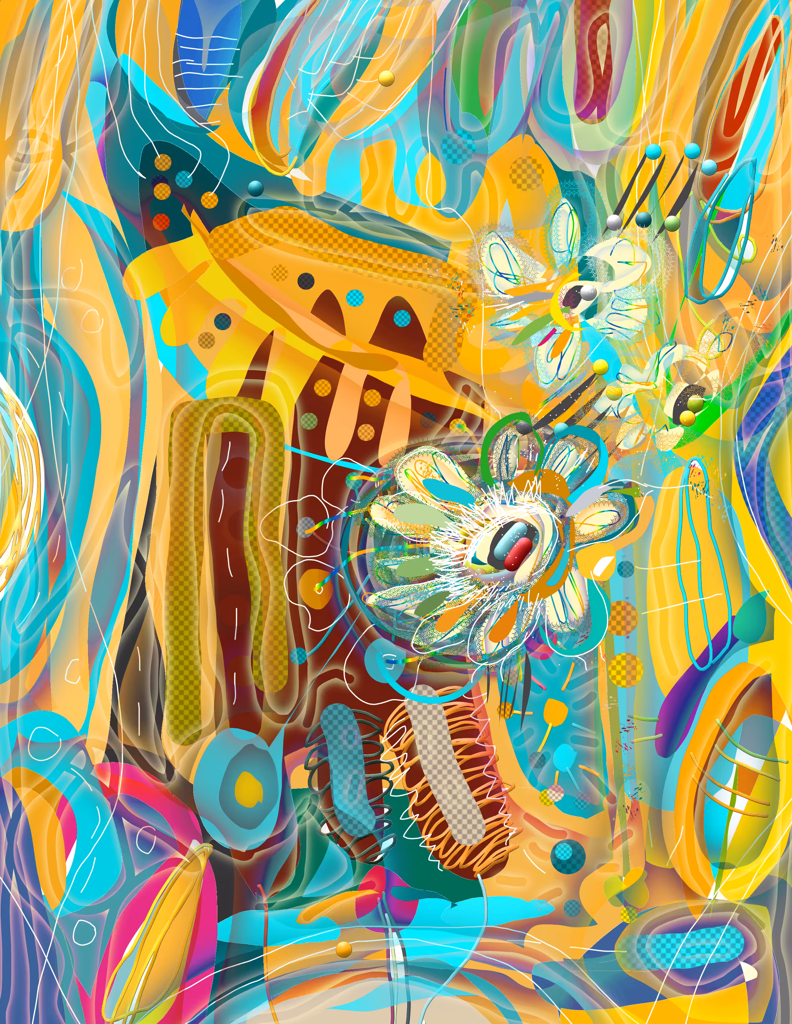 A burst of constructive thinking: Tropical flowers (green)