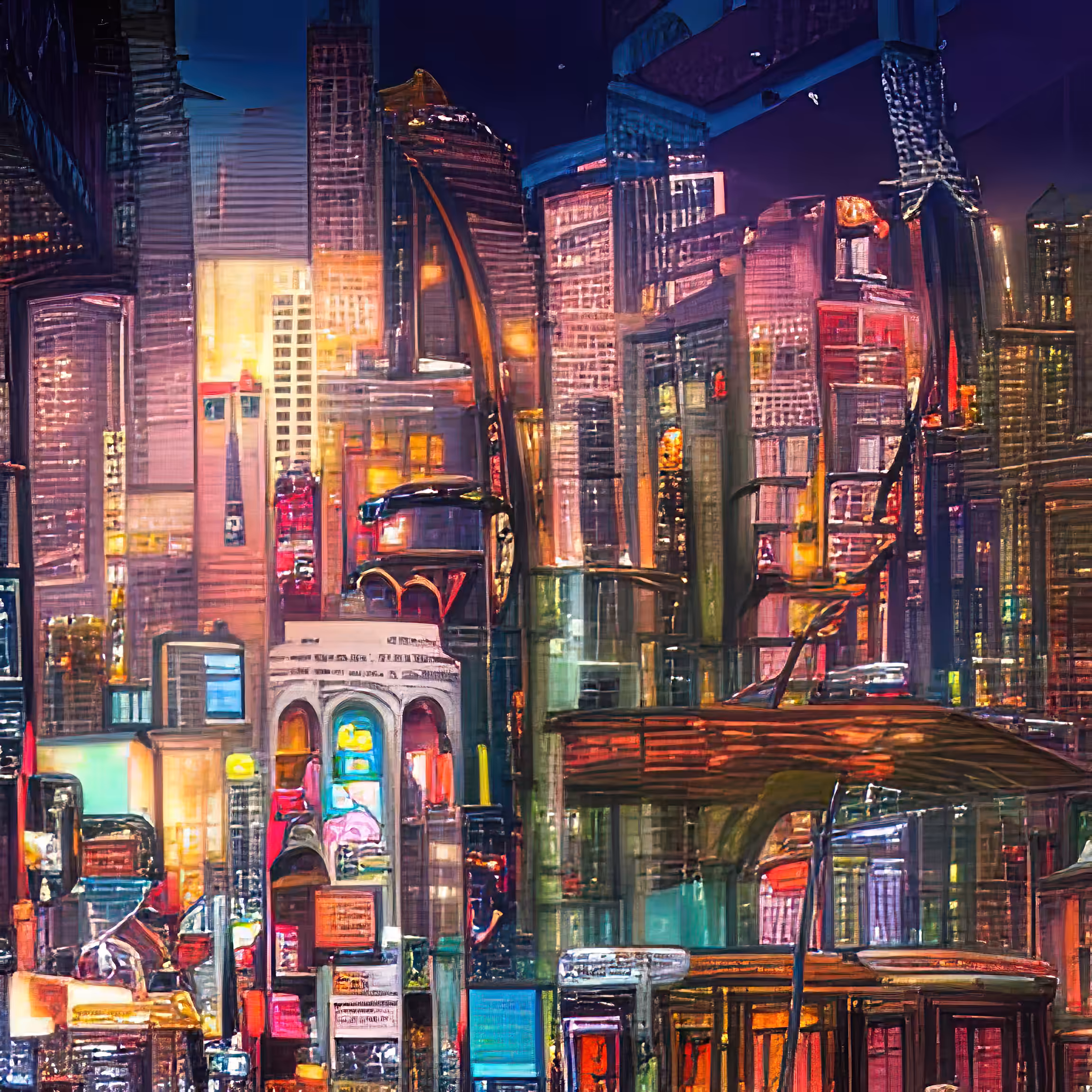 cyberpunk city panorama night 497358835