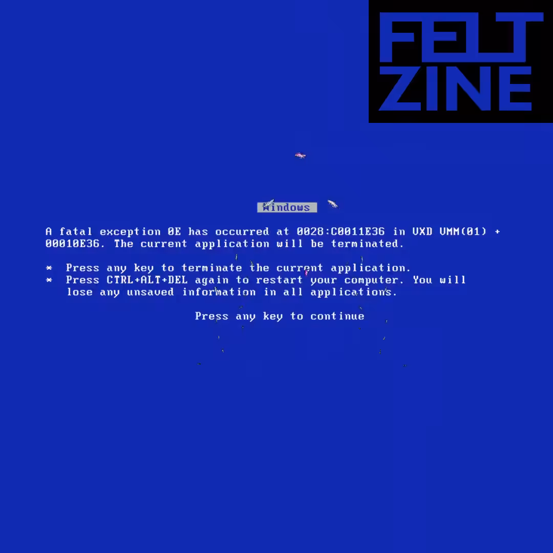 Canvas #323: blue screen. — vr. — lungs. — black box logo. — bleep