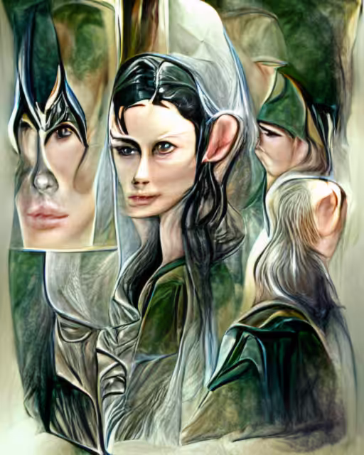 Facial Portrait of Arwen |  Lord of the rings elves art (pixray_genesis)