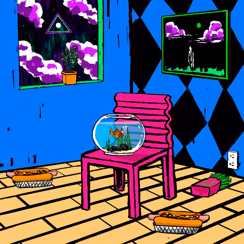 pink chair in the blue room #42