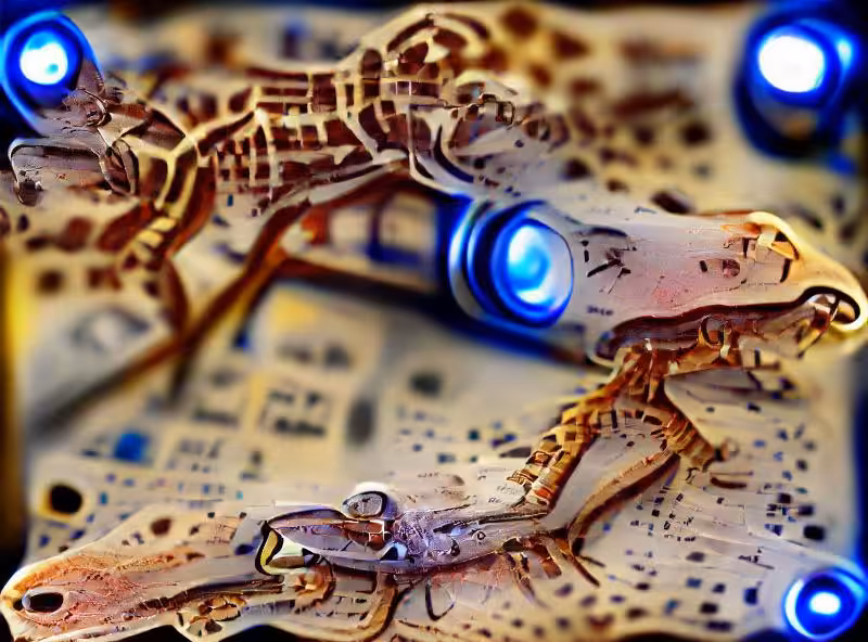 Abraham's First Works: circuitboard gecko