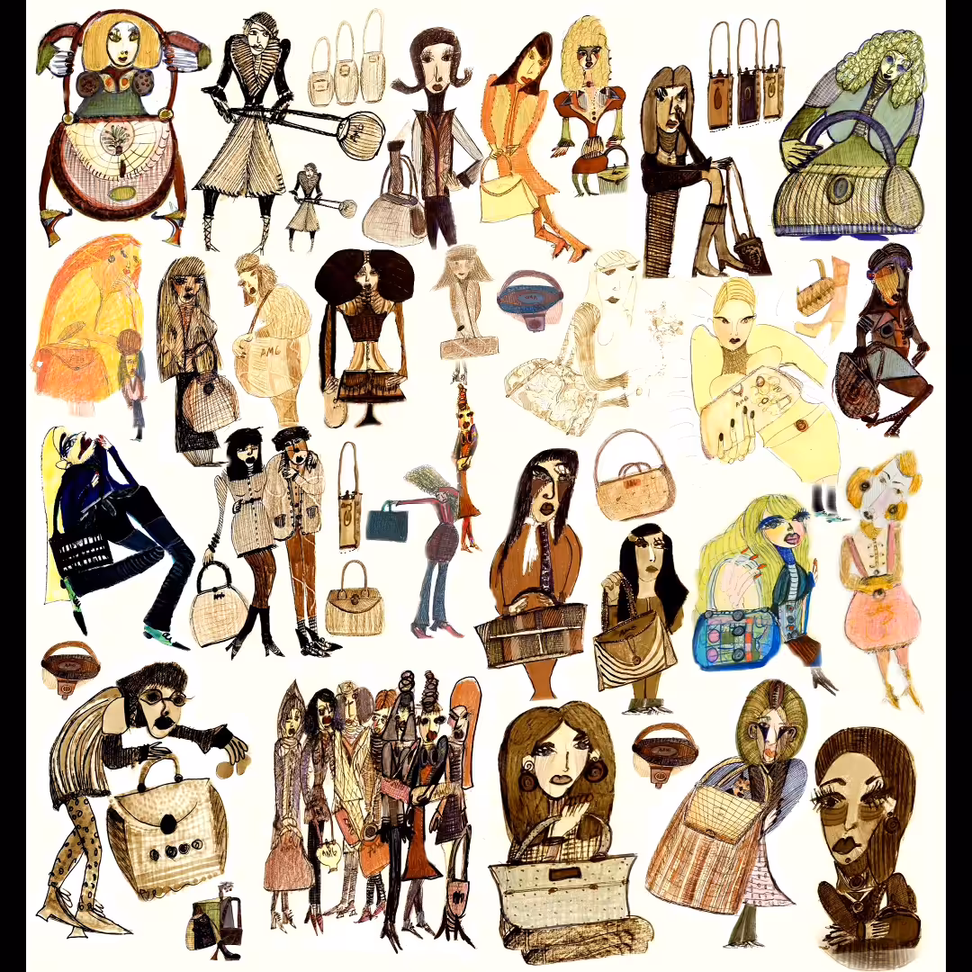 Collection of purse drawings