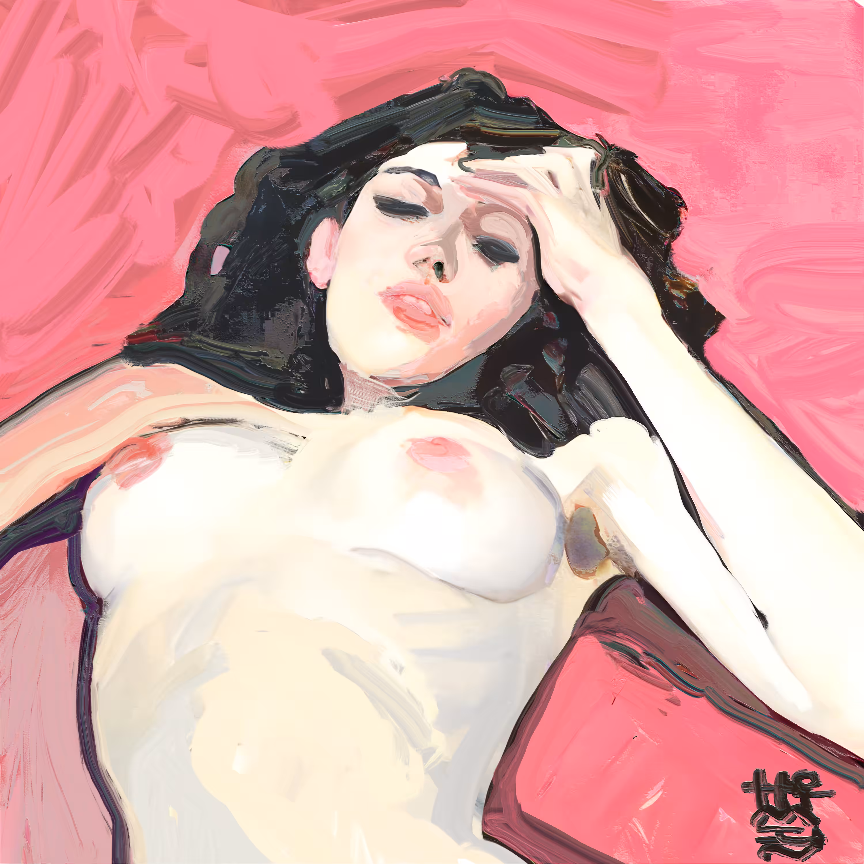 Etude with the pink background