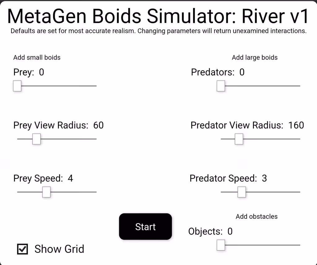 MG Boids Simulator: River v1