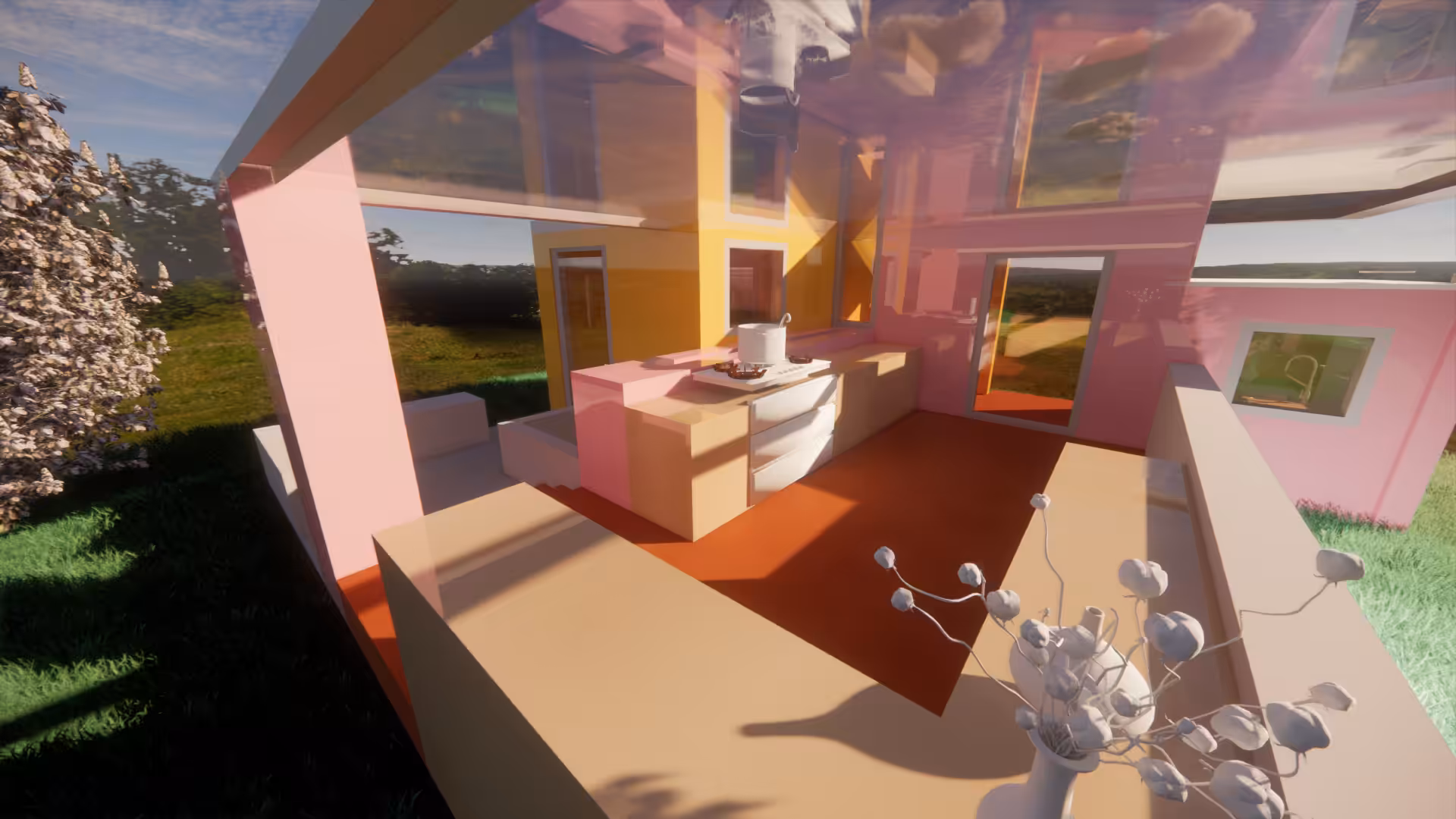 Outdoor Kitchen Pink