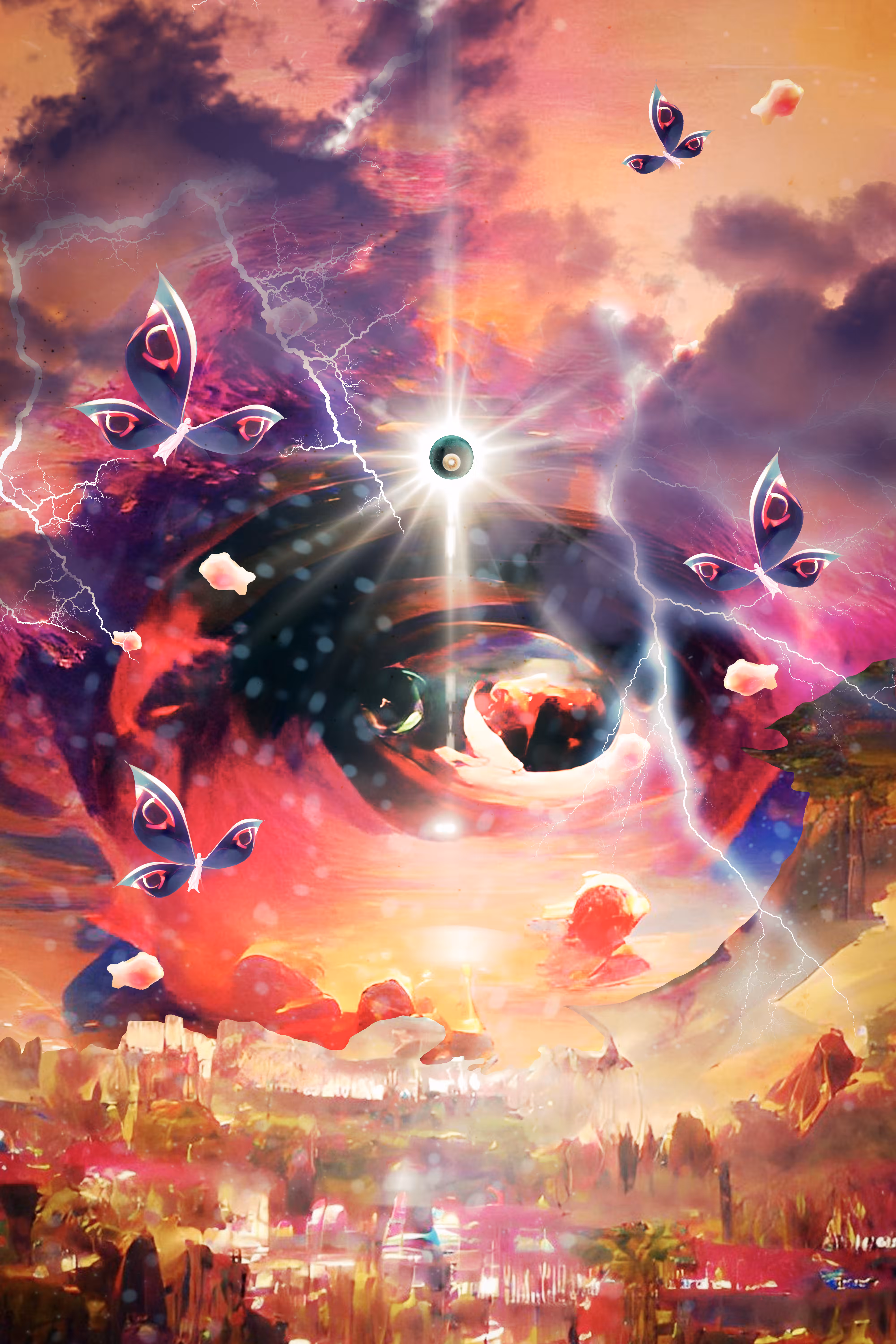 vibrant eye of the god of random floating in the endless void