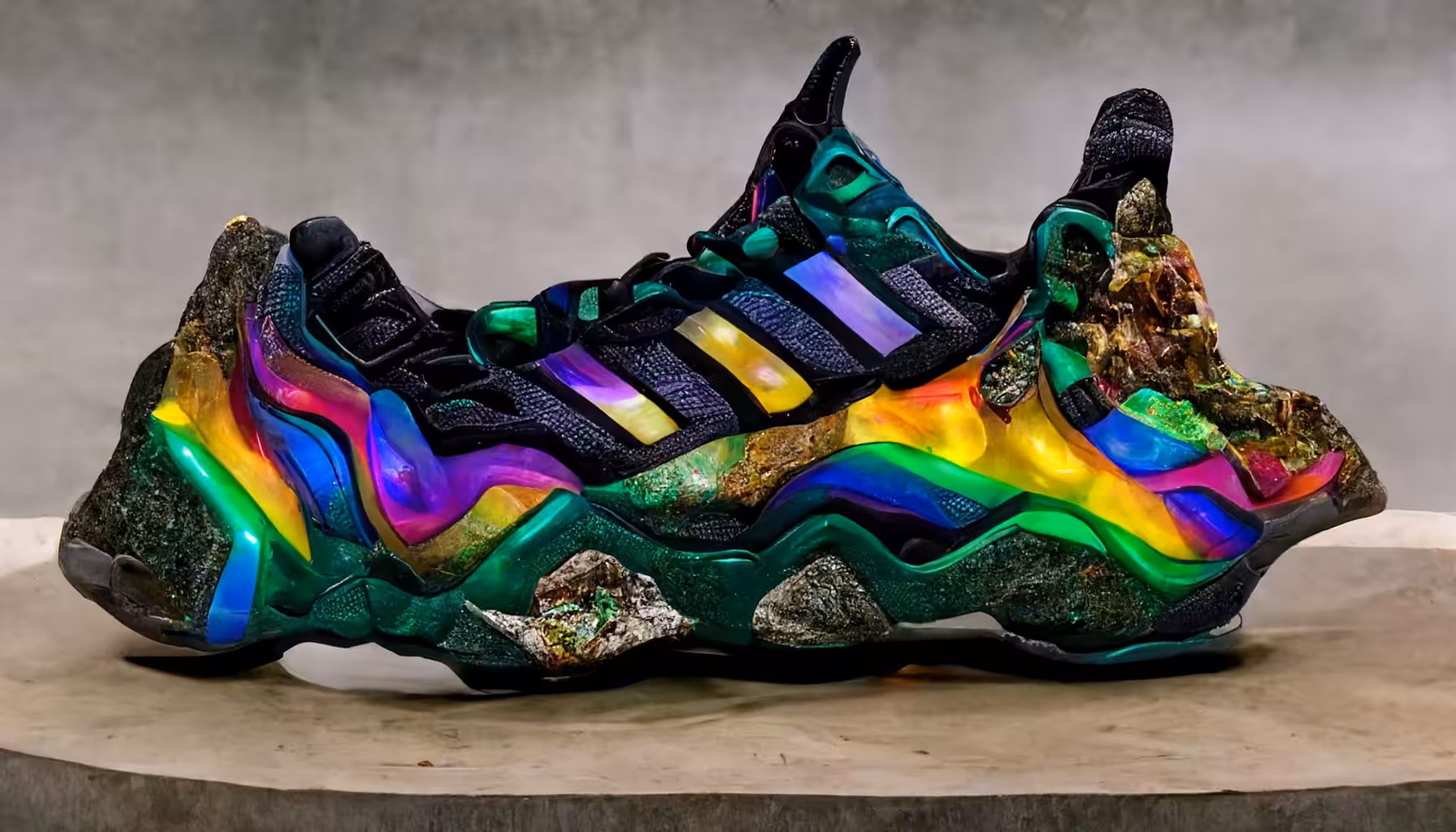 Deconstructed Crazy 8 Made of Stone and Earth