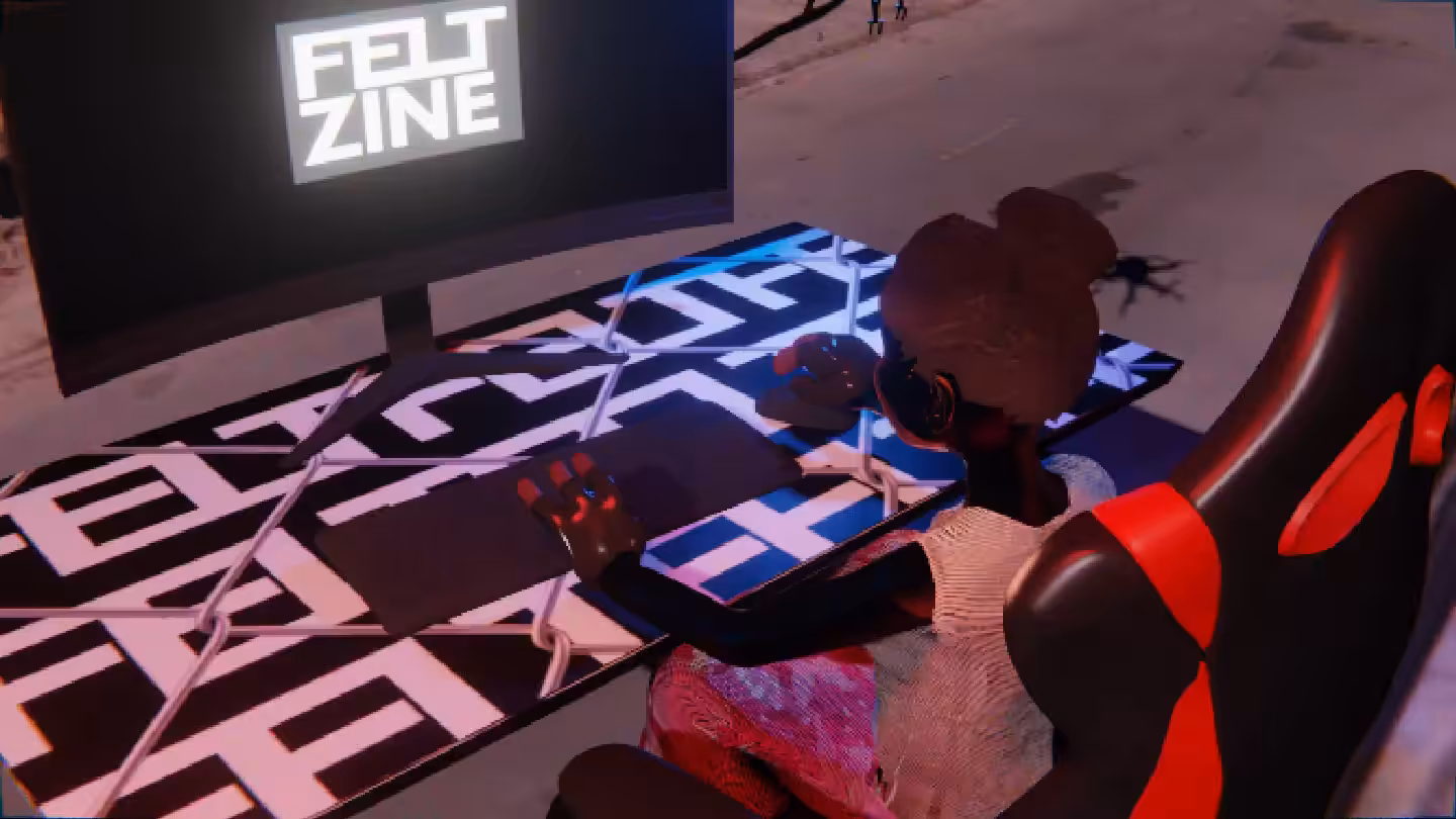 Desktop #249: The Military Brat in the Gaming Chair With a Drone and a Old School Monitor on a Barbed Wire Table in Conflict