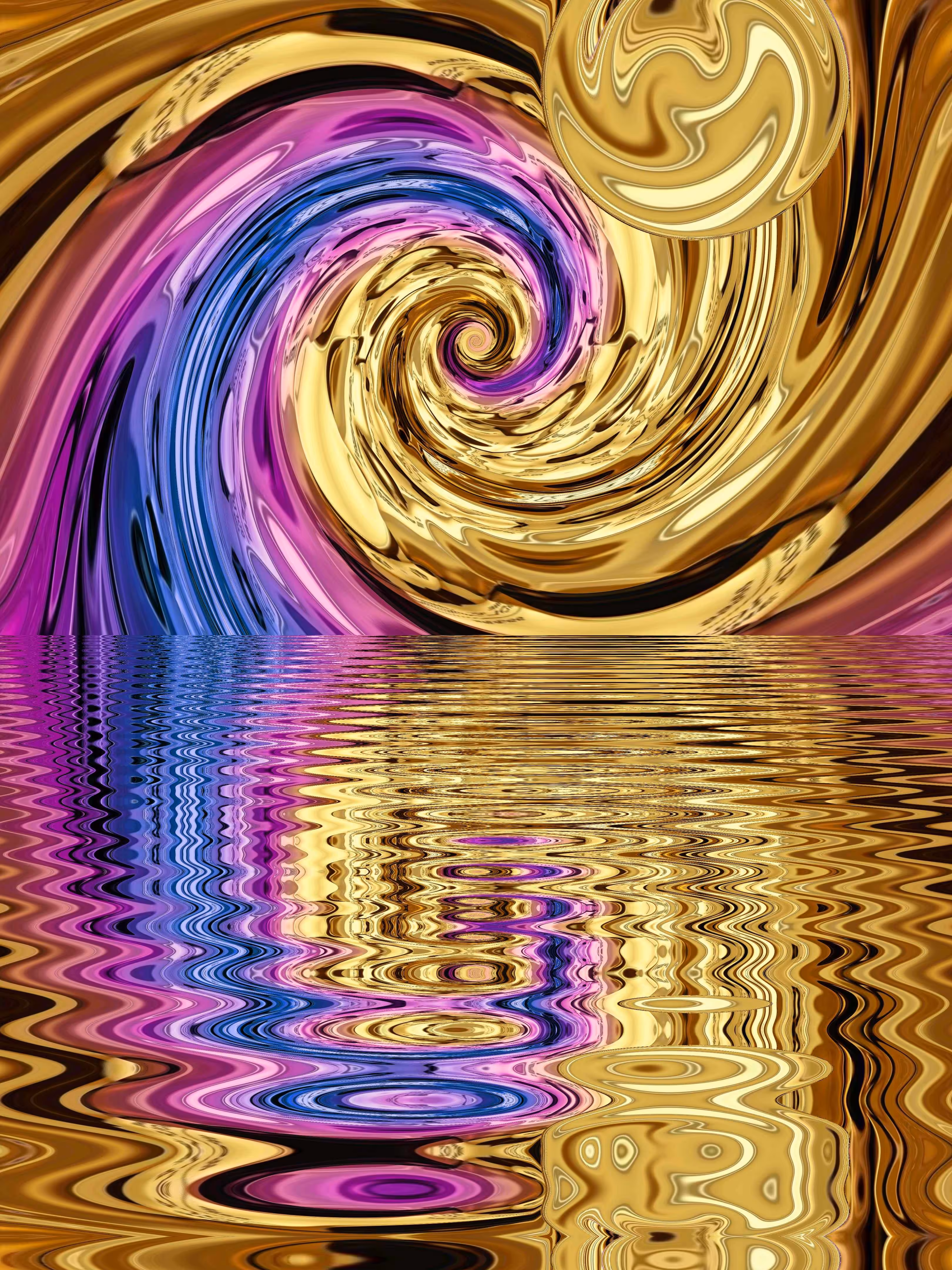 Blue Wave Gold Sunset 
