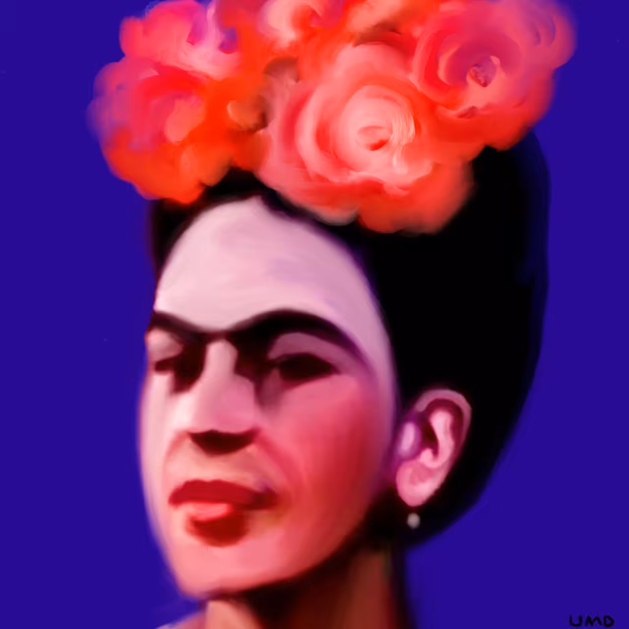 Flowers on Frida's head!