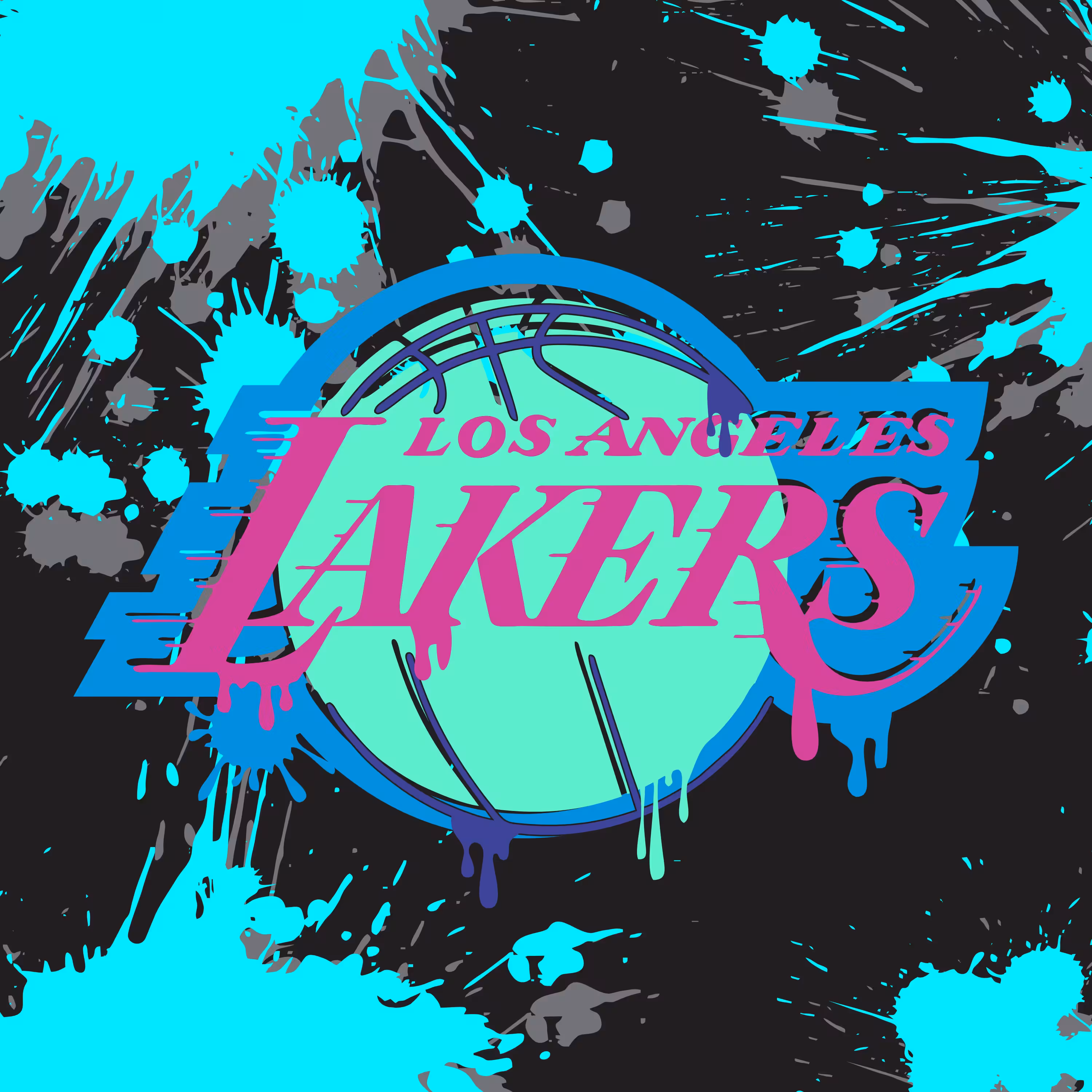 Los Angeles Lakers Logo Graffiti - Night