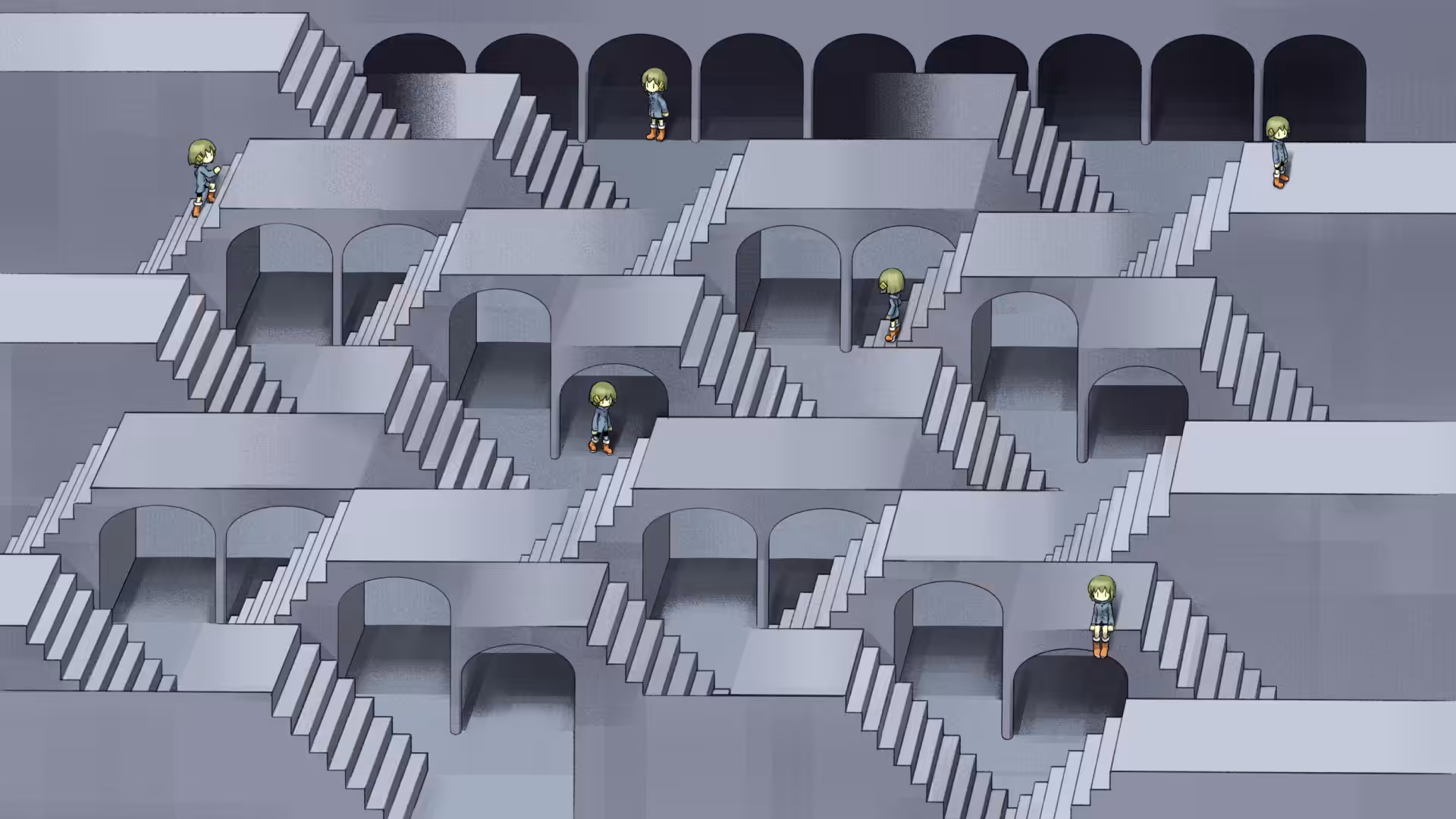 Chumist in endless corridor