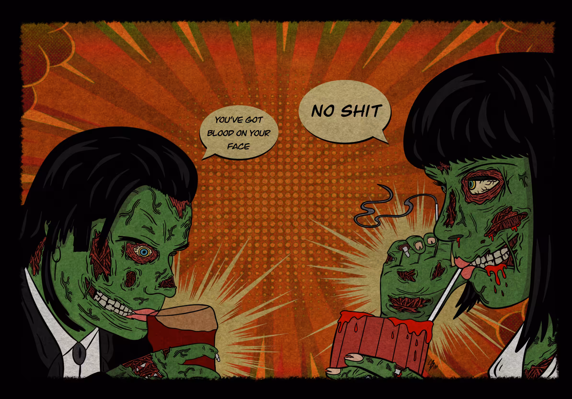 Two Zombies In A Restaurant