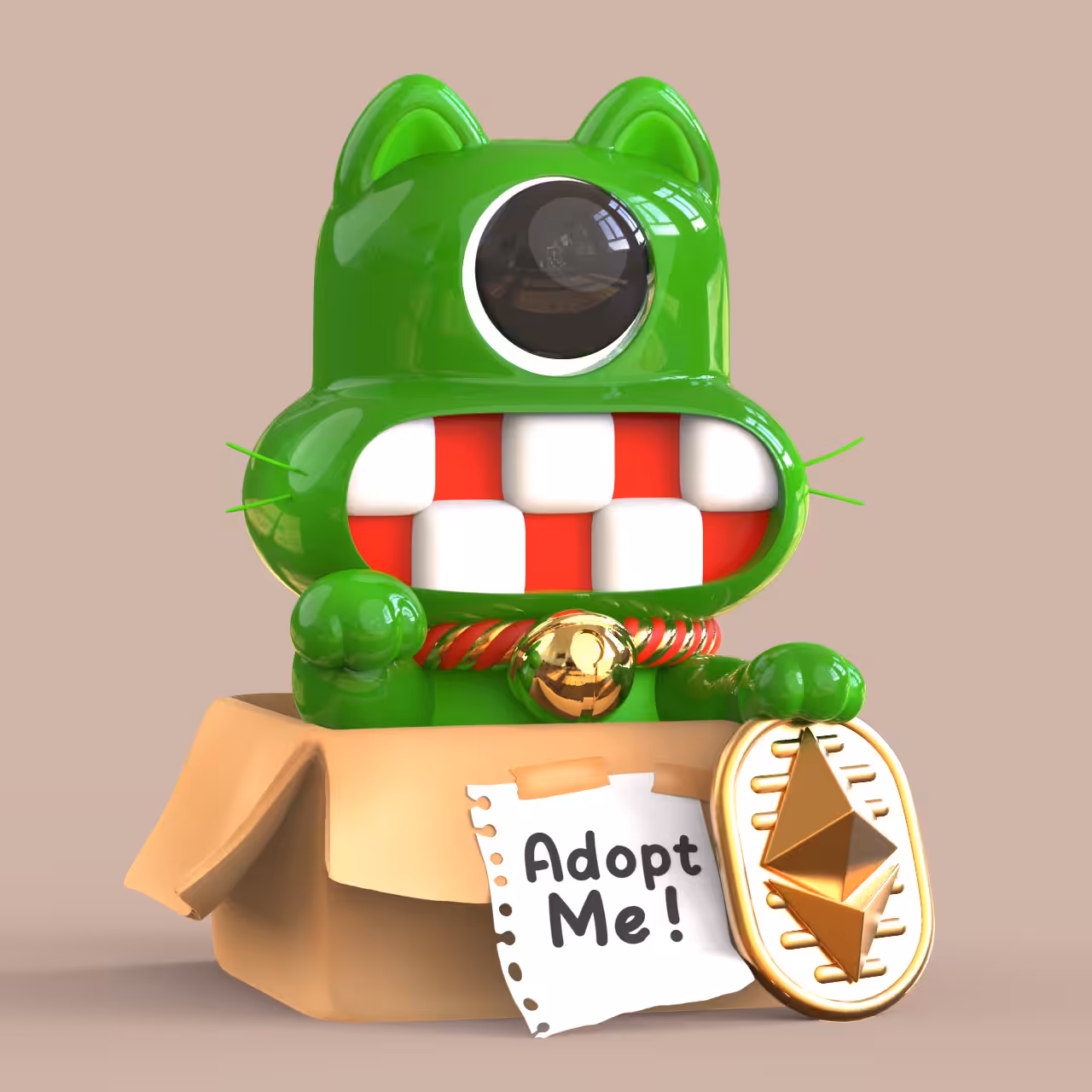 049 KazeBOB : Green Lucky Cat
