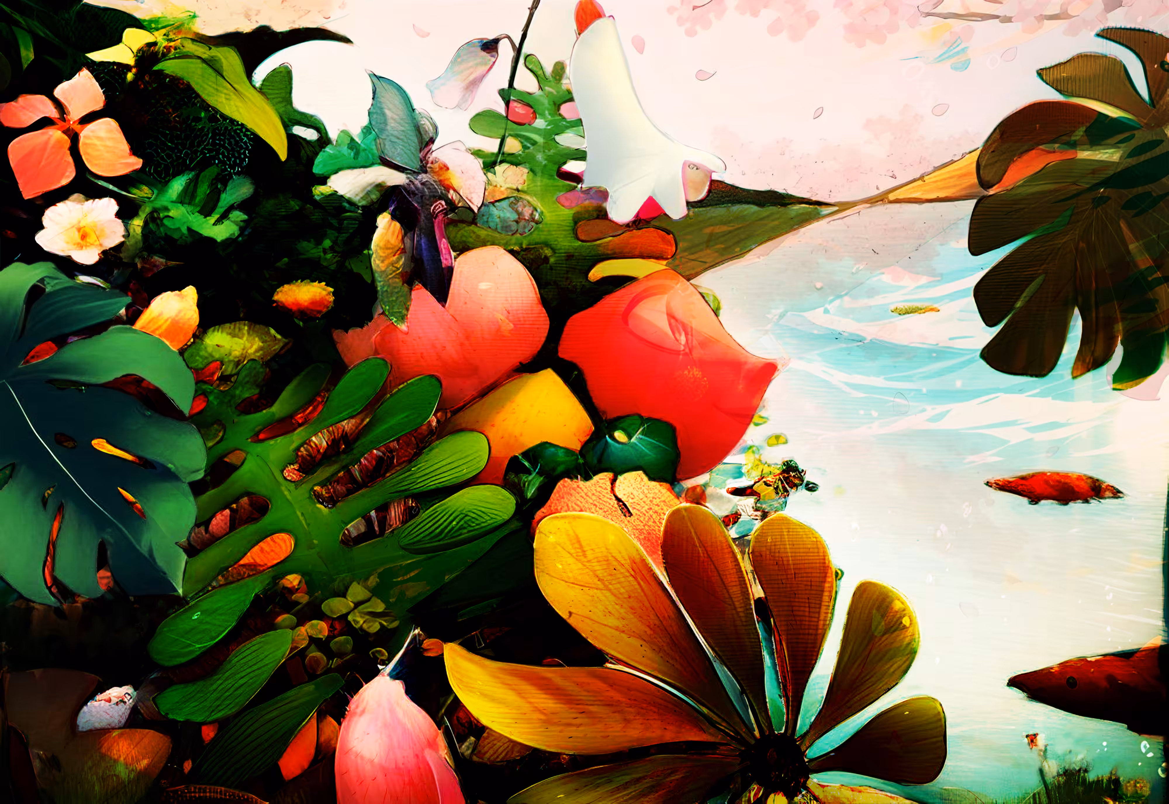 Tropical flowers sunset blooming #1