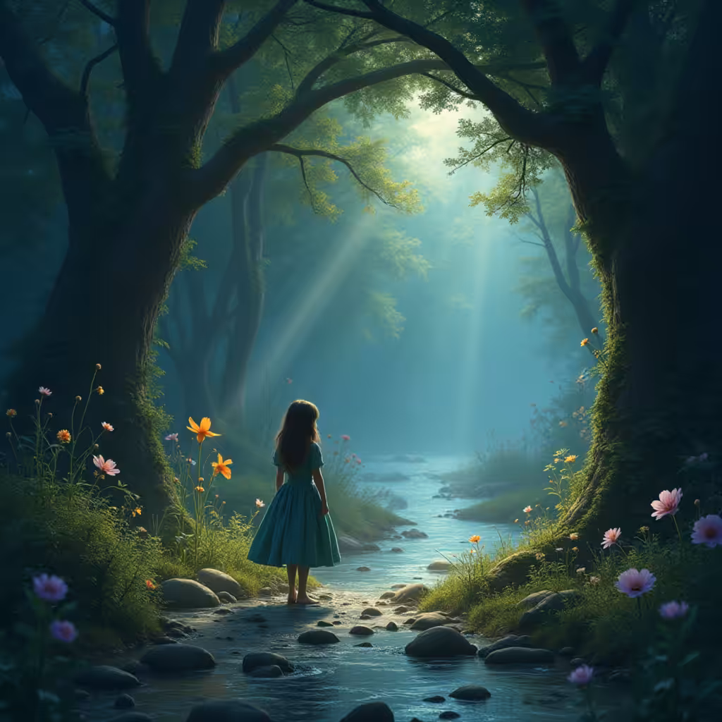 A girl Escapes from a confusing world to a better, more comfortable, and loving world