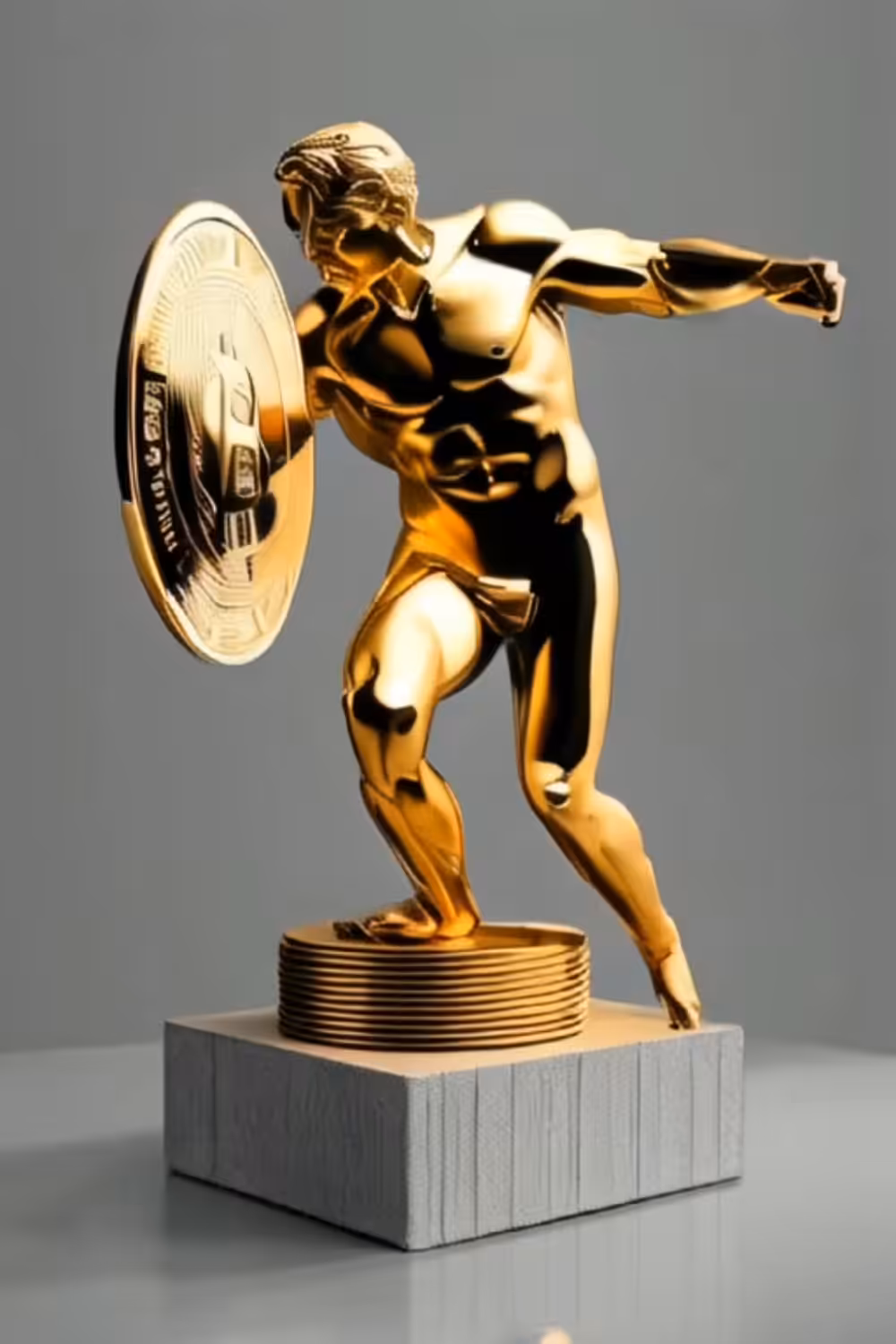 FAMOUS SCULPTURES: Discobolus of Myron(Bitcoin Version) - Golden Sculpture