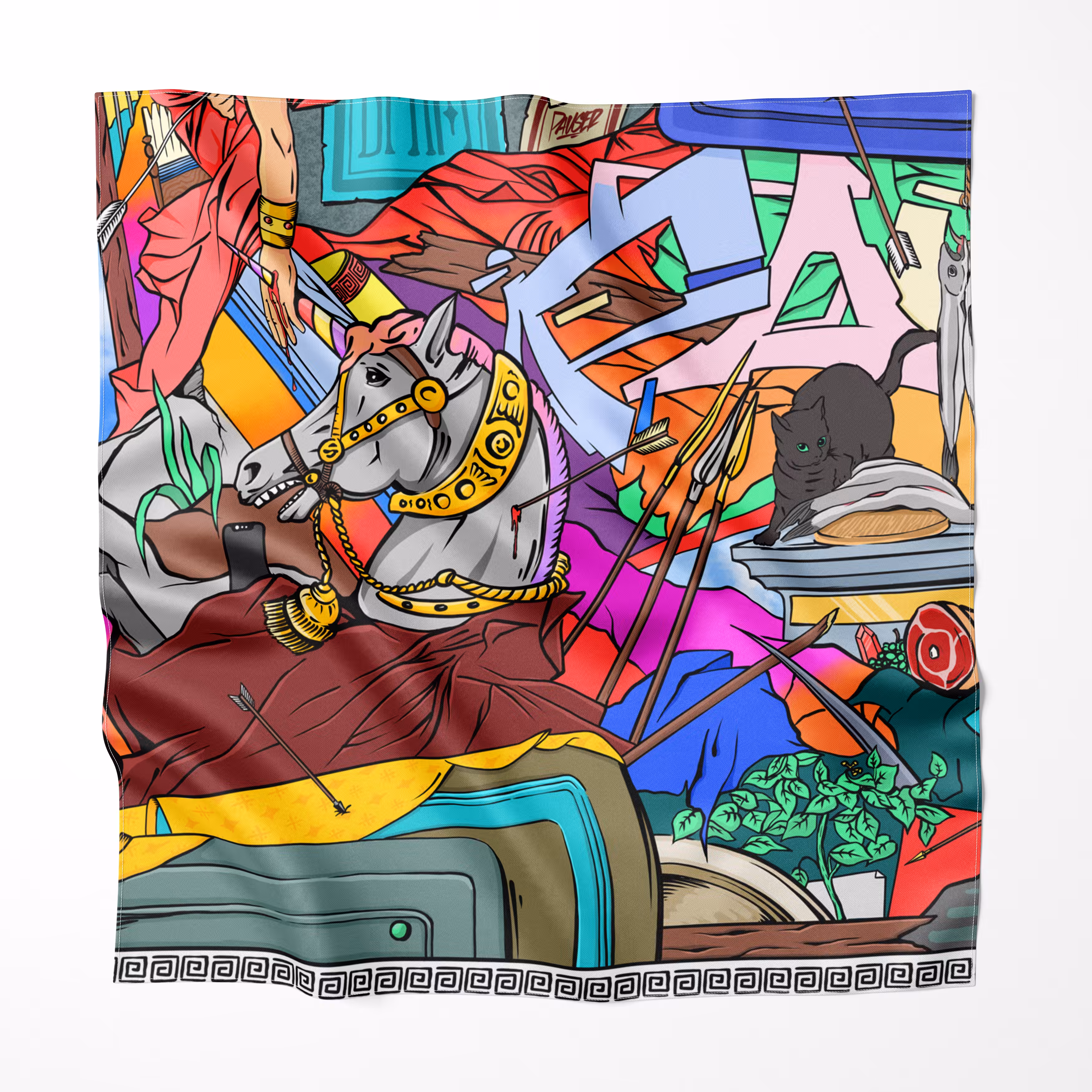 $Silk Scarf: Luxury $Silk Scarf 'FINDING UNICORNS'